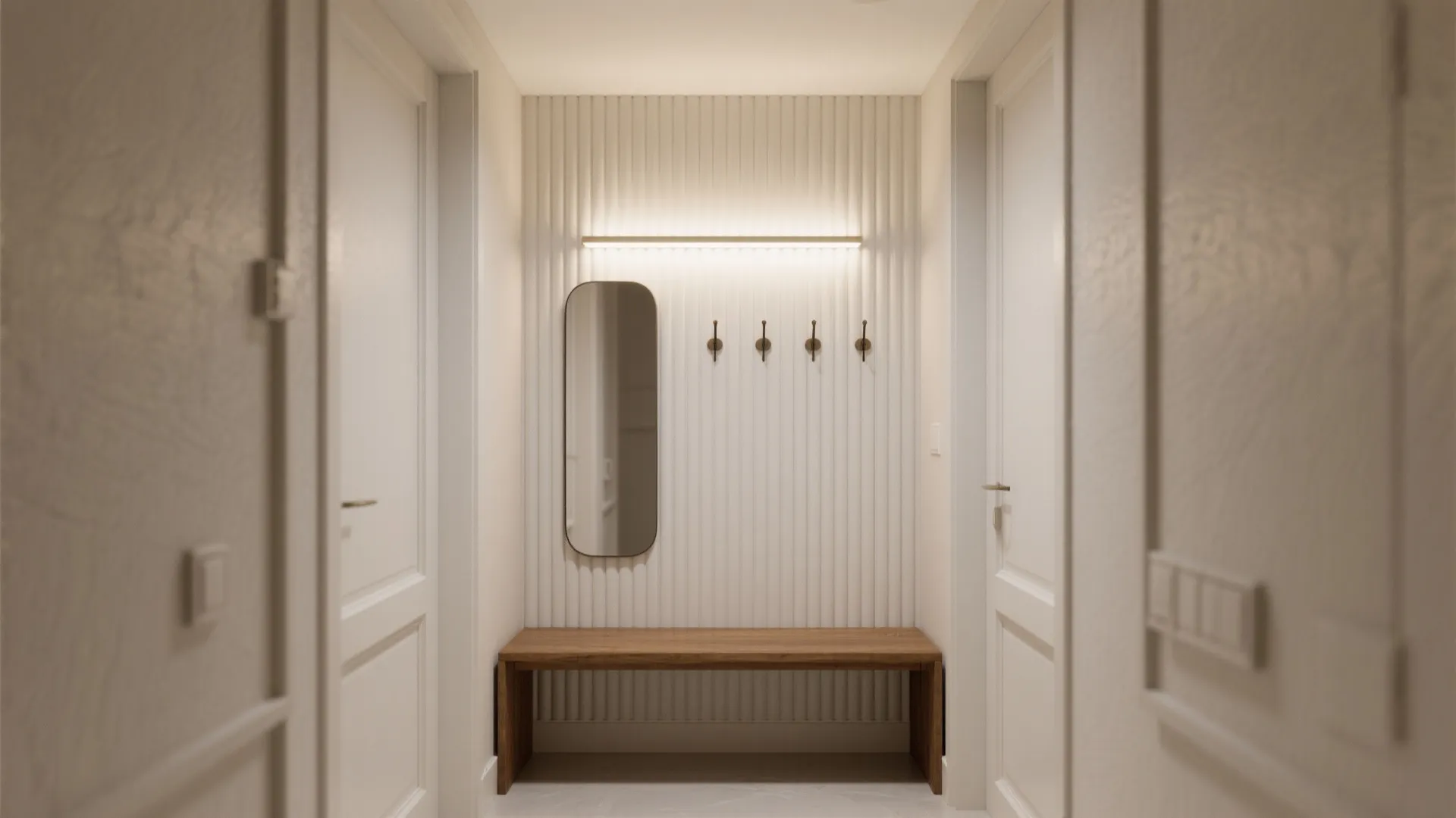 Accent gypsum wall with fluted panels