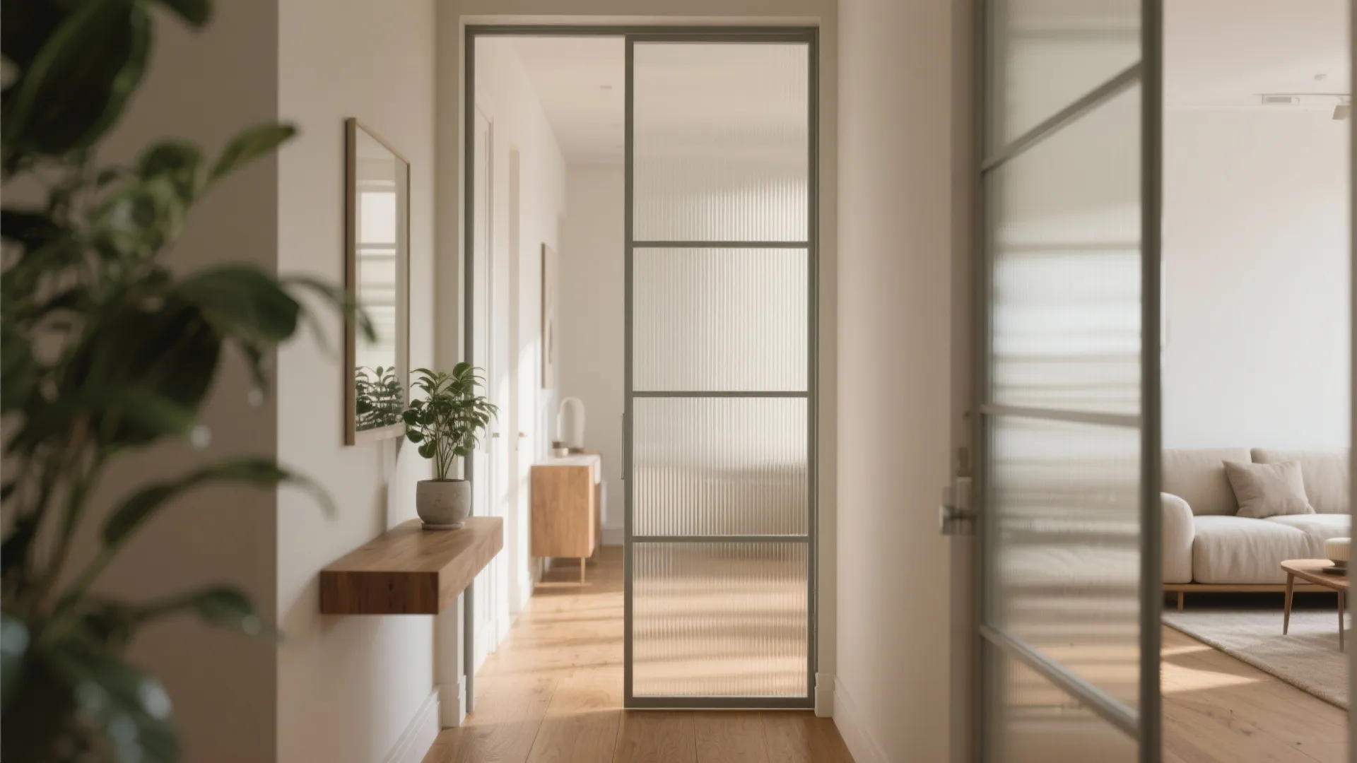 Minimalist Fluted Glass for a Softer, Brighter Hall