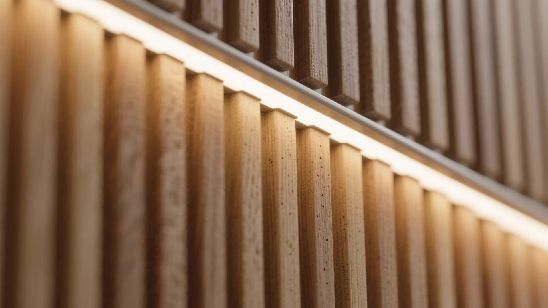 Media wall with fluted panels and hidden LED