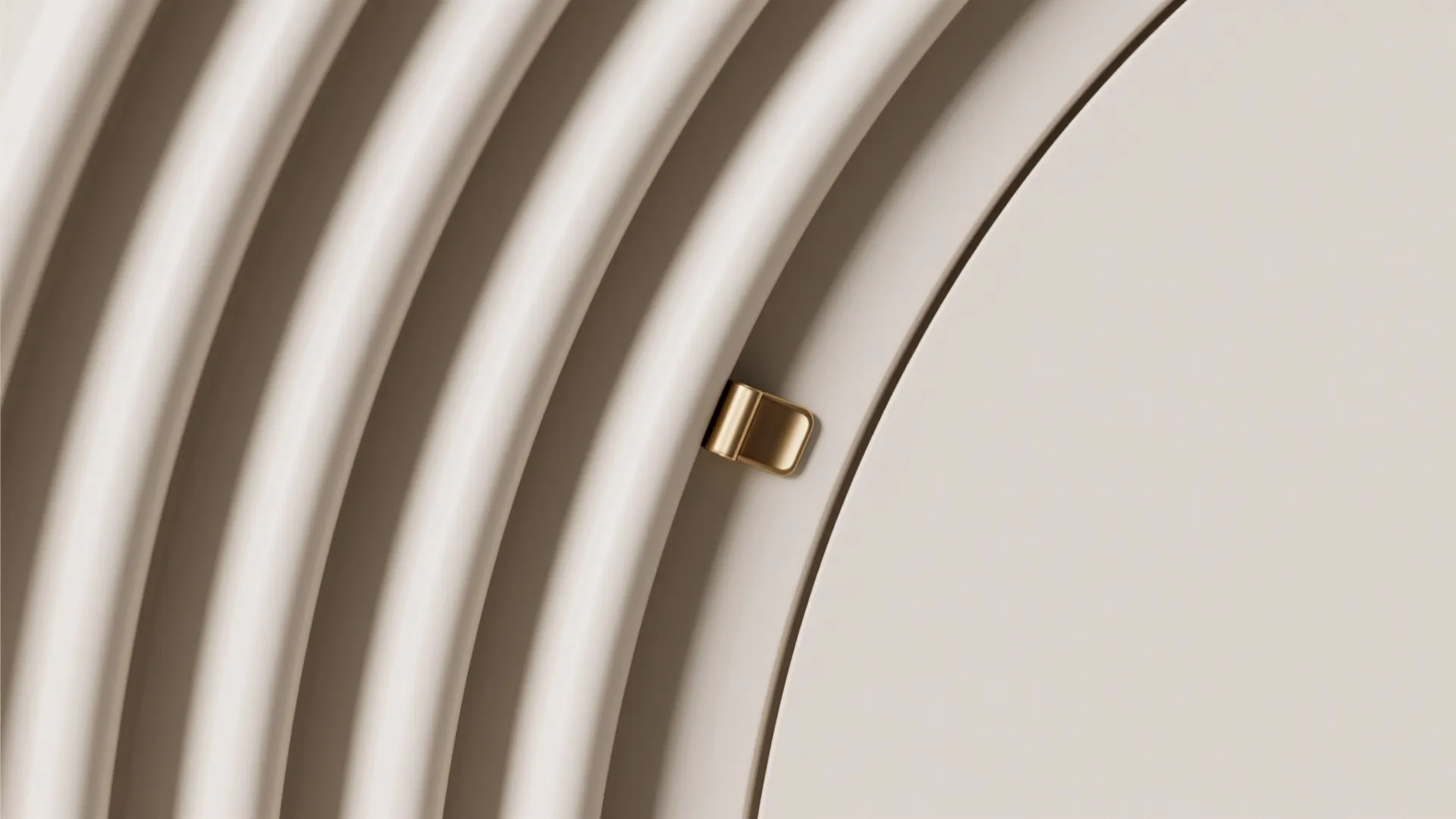 Contemporary fluted arch with concealed cabinetry