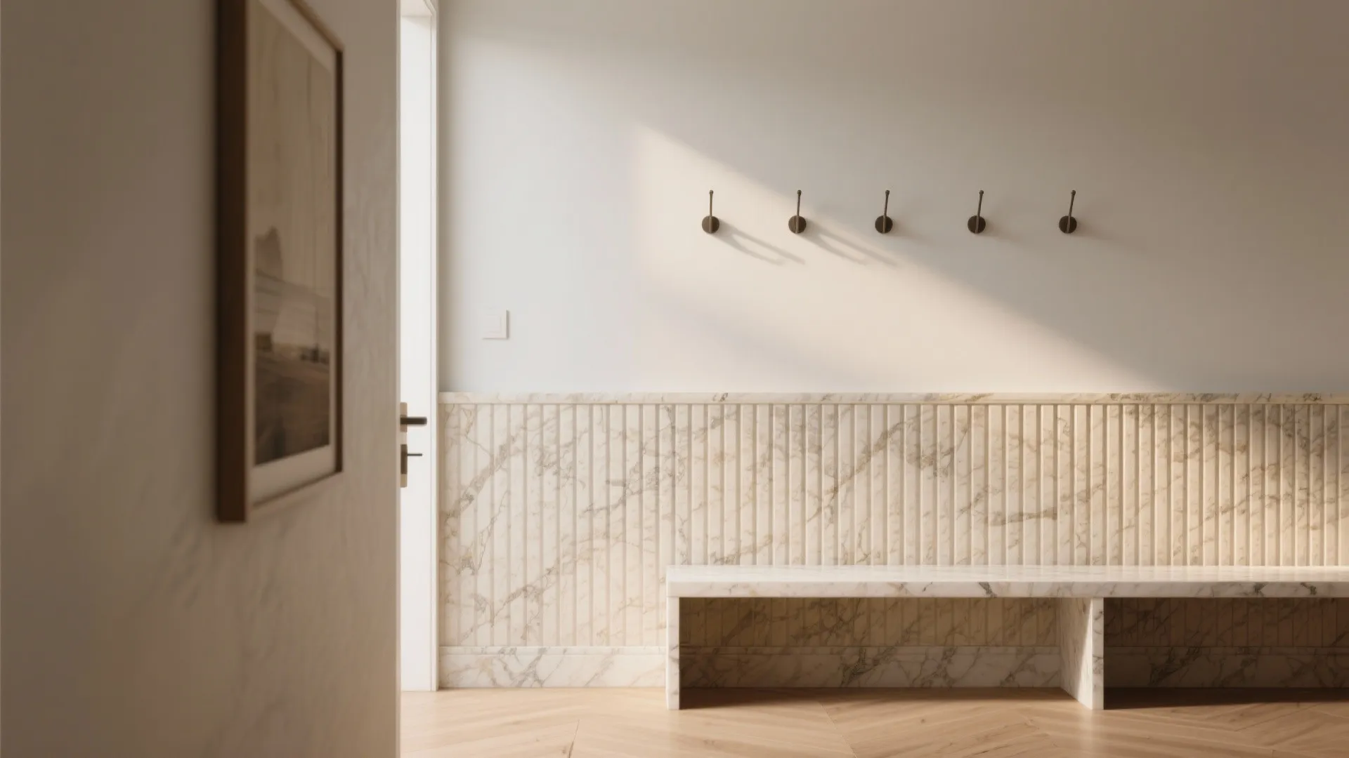 3) Fluted Marble Panels for Texture and Warmth