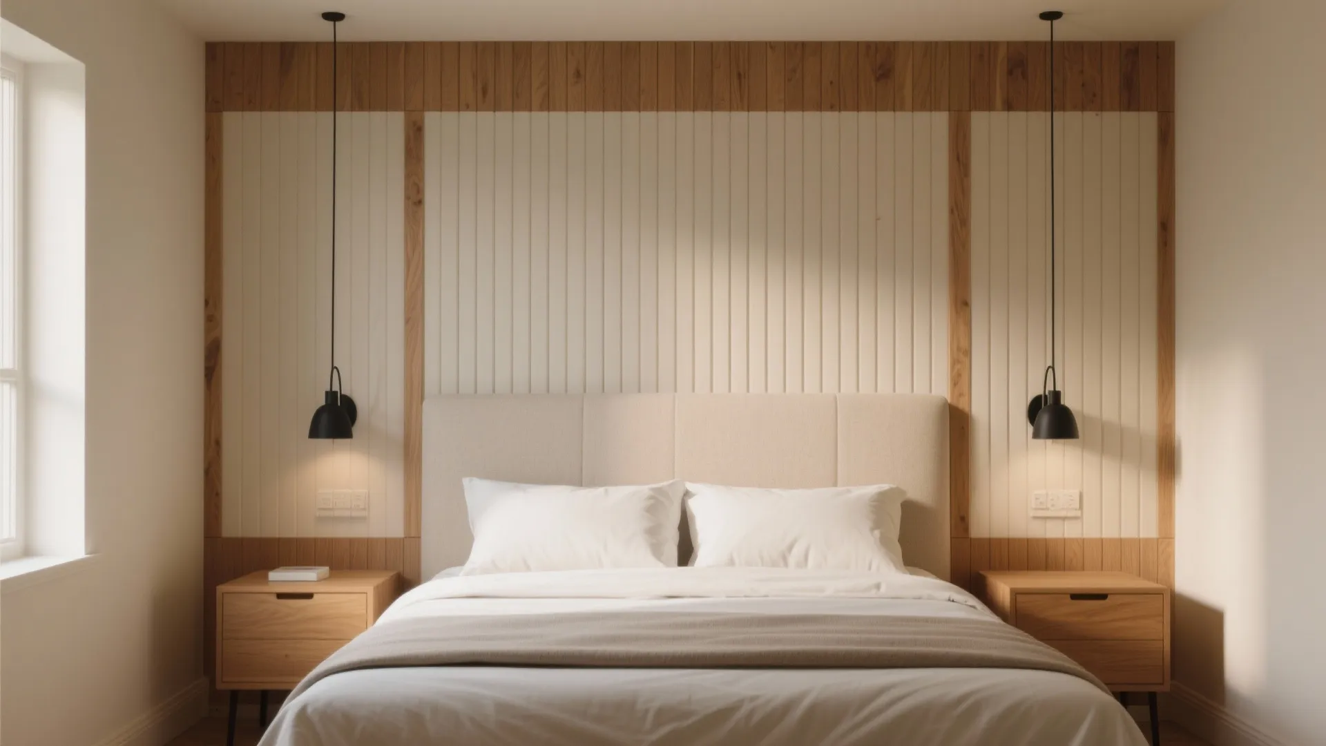 1) Fluted MDF or slat wall sheets for a calm headboard