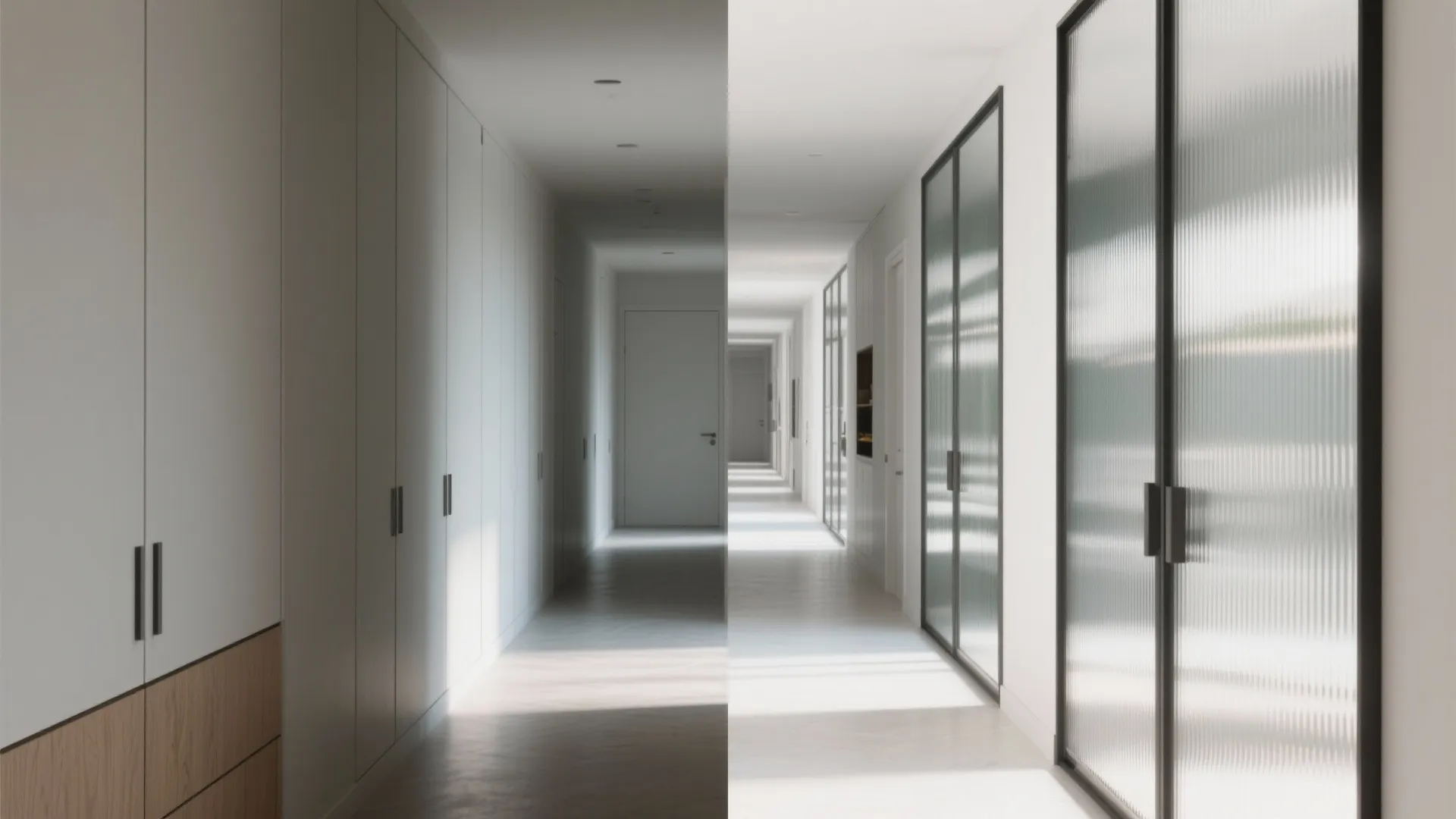 Fluted Glass or Mirror Doors for Airy Halls