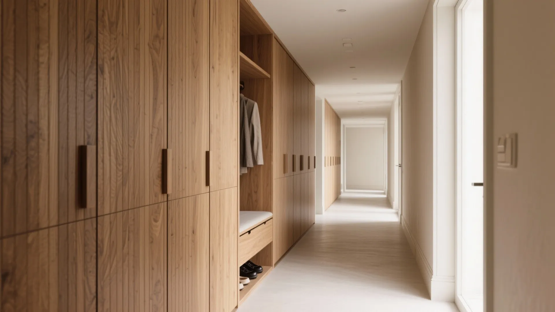 Fluted Wood Panels with Hidden Storage
