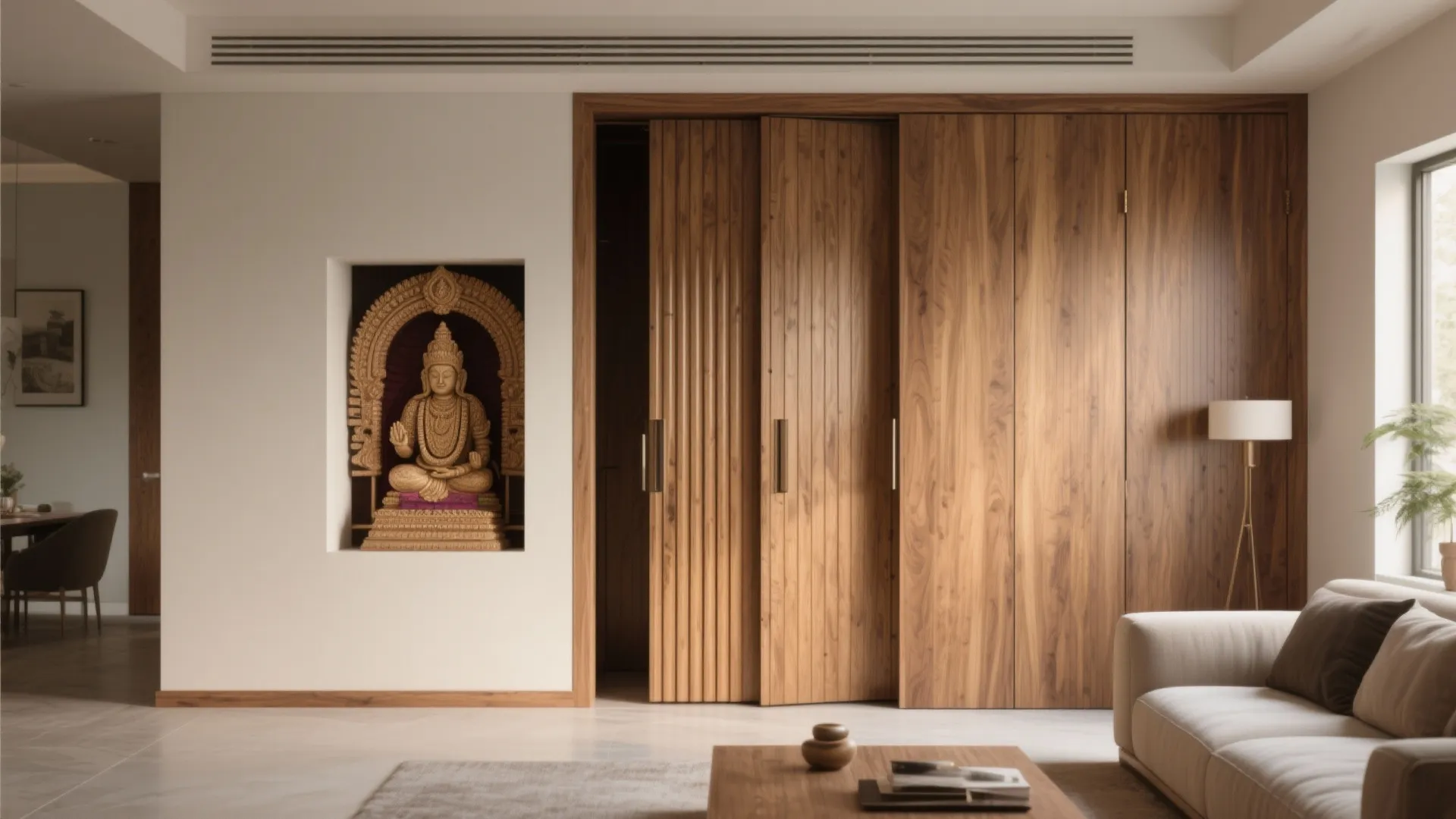 Minimalist Fluted Wood Pocket Doors