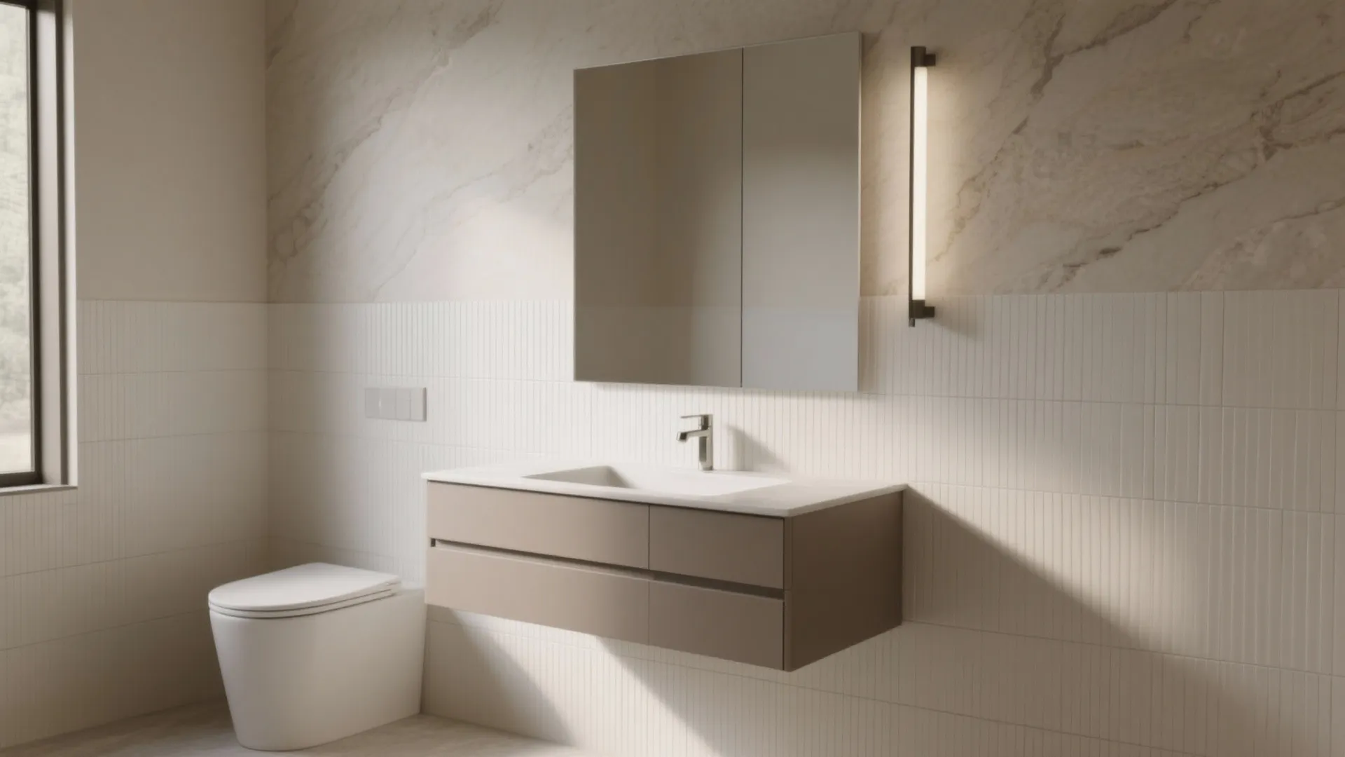 Fluted Stone (or Porcelain Look) for a Spa Calm