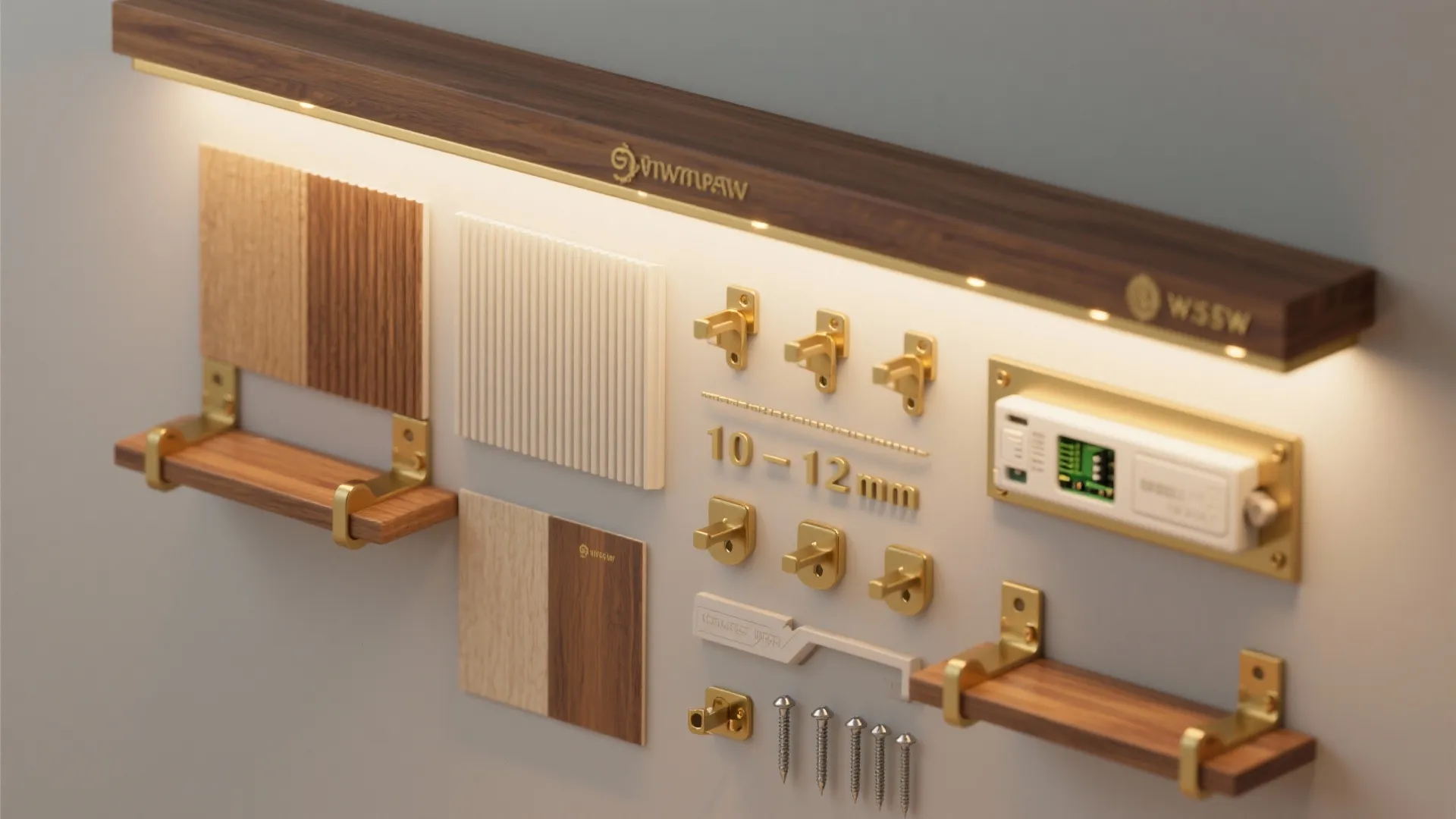 Fluted Panels with Floating Shelves and Soft Backlight