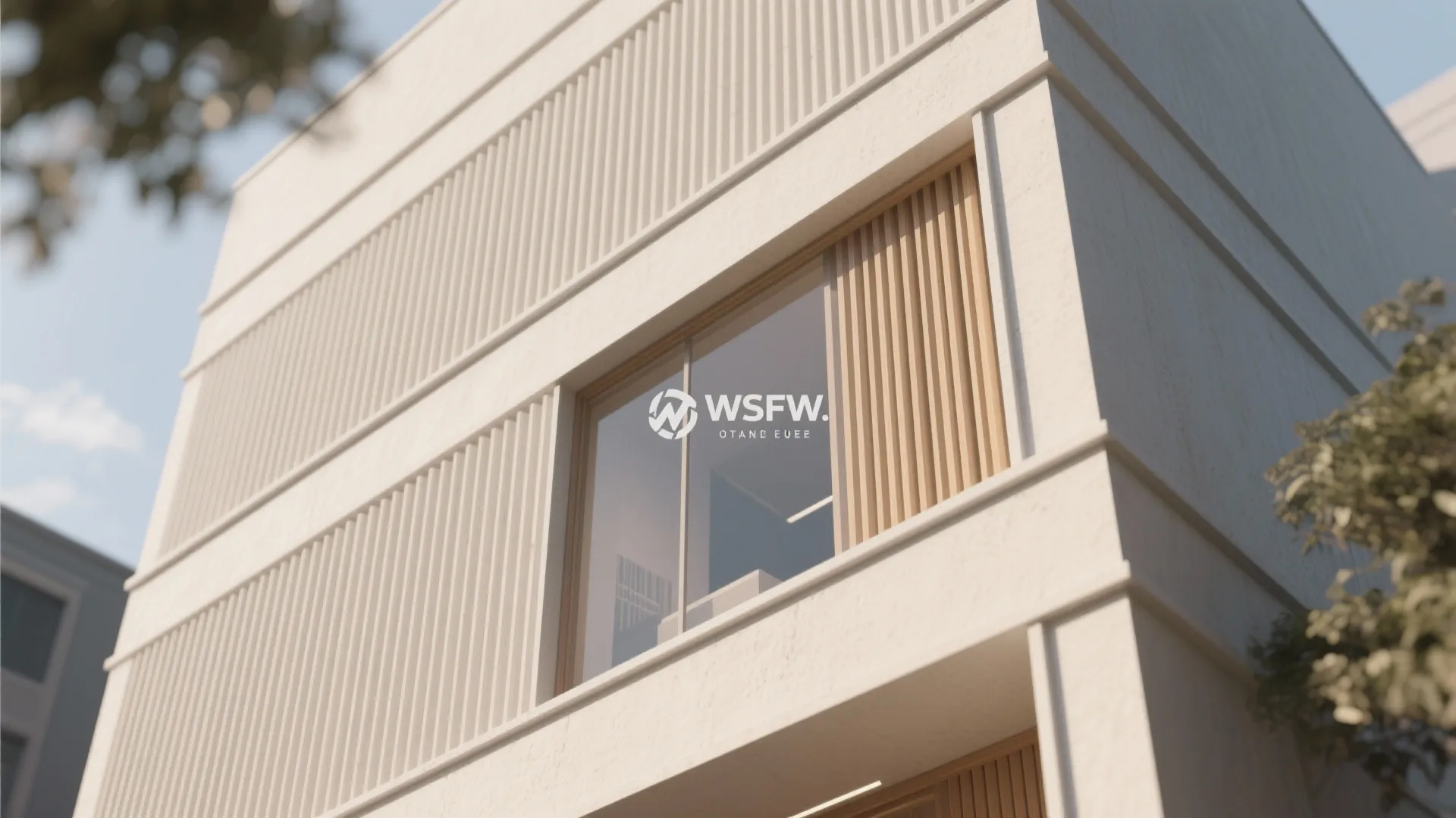 Fluted panels and ribbed render: vertical rhythm