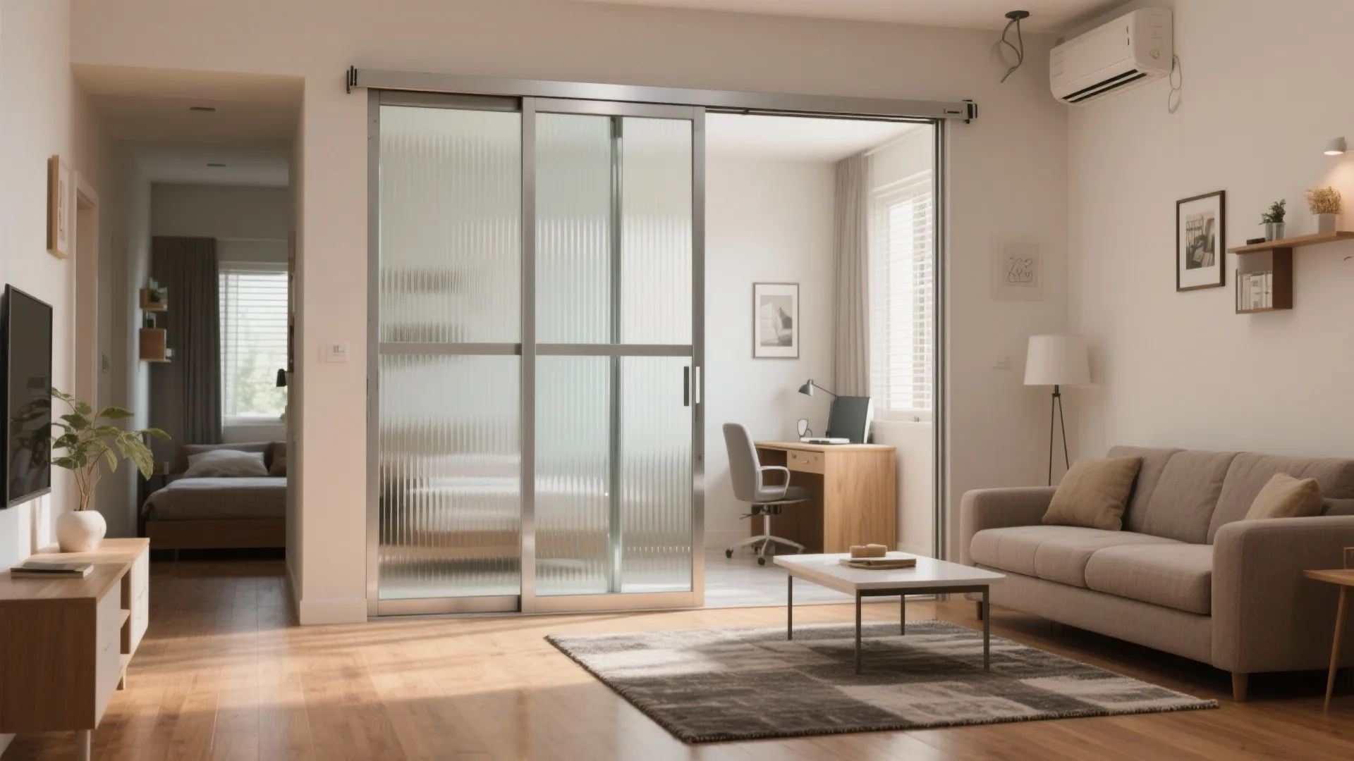 Sliding partitions for a flexible second room