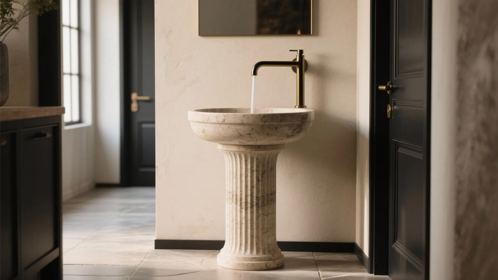 Fluted Stone Pedestal for a Sculptural Statement