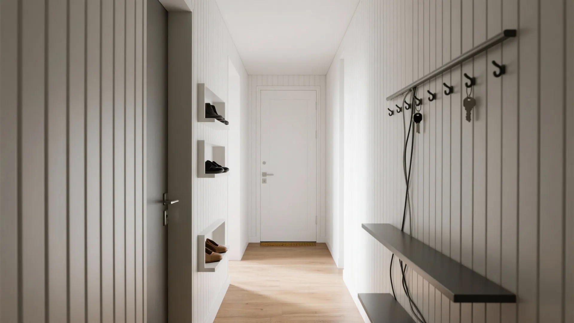 Fluted PVC With Hidden Storage and Wiring