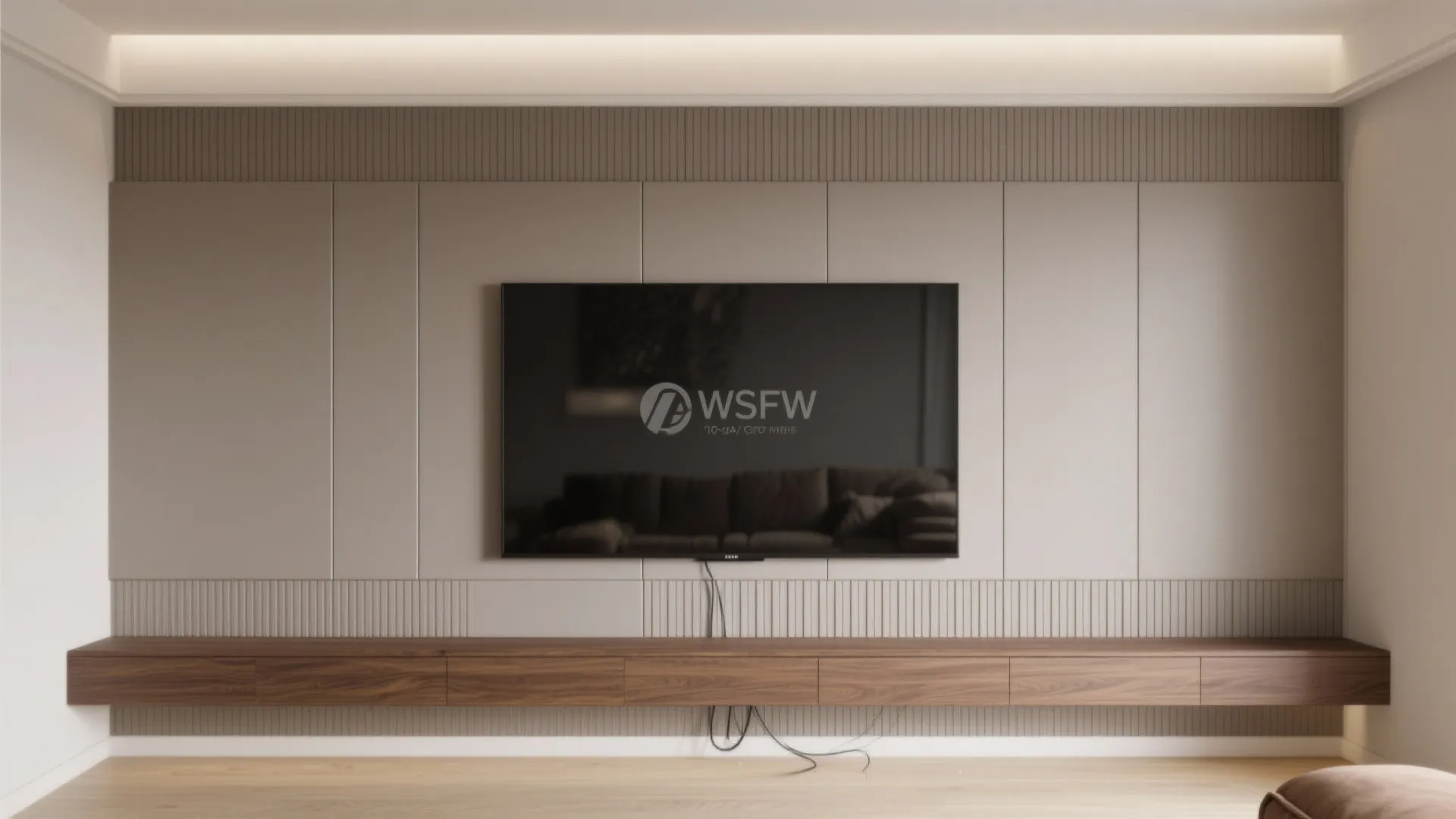 Textured TV Feature Wall: Fluted Panels + Matte Paint