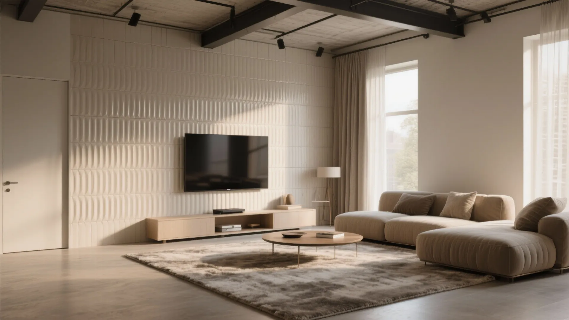 3D Fluted or Relief Tiles for Texture and Softened Acoustics