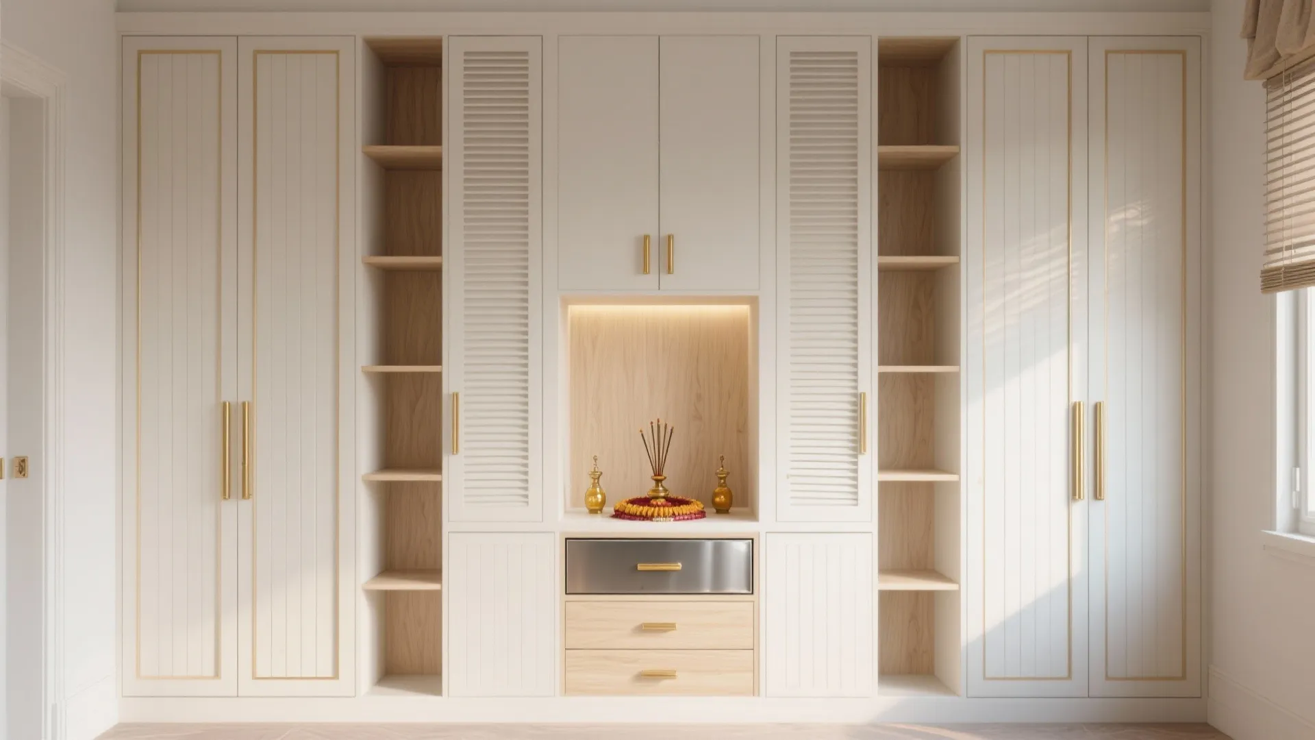 Clutter-proof storage with quiet shutters