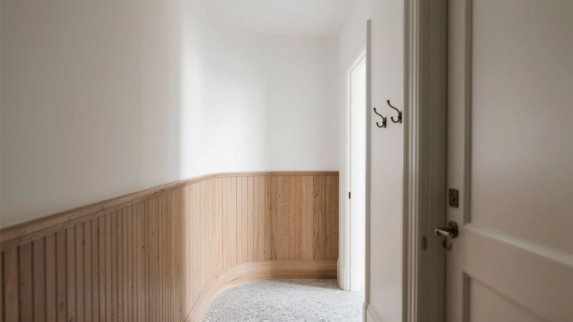 2) Half-height tambour (fluted) wainscot