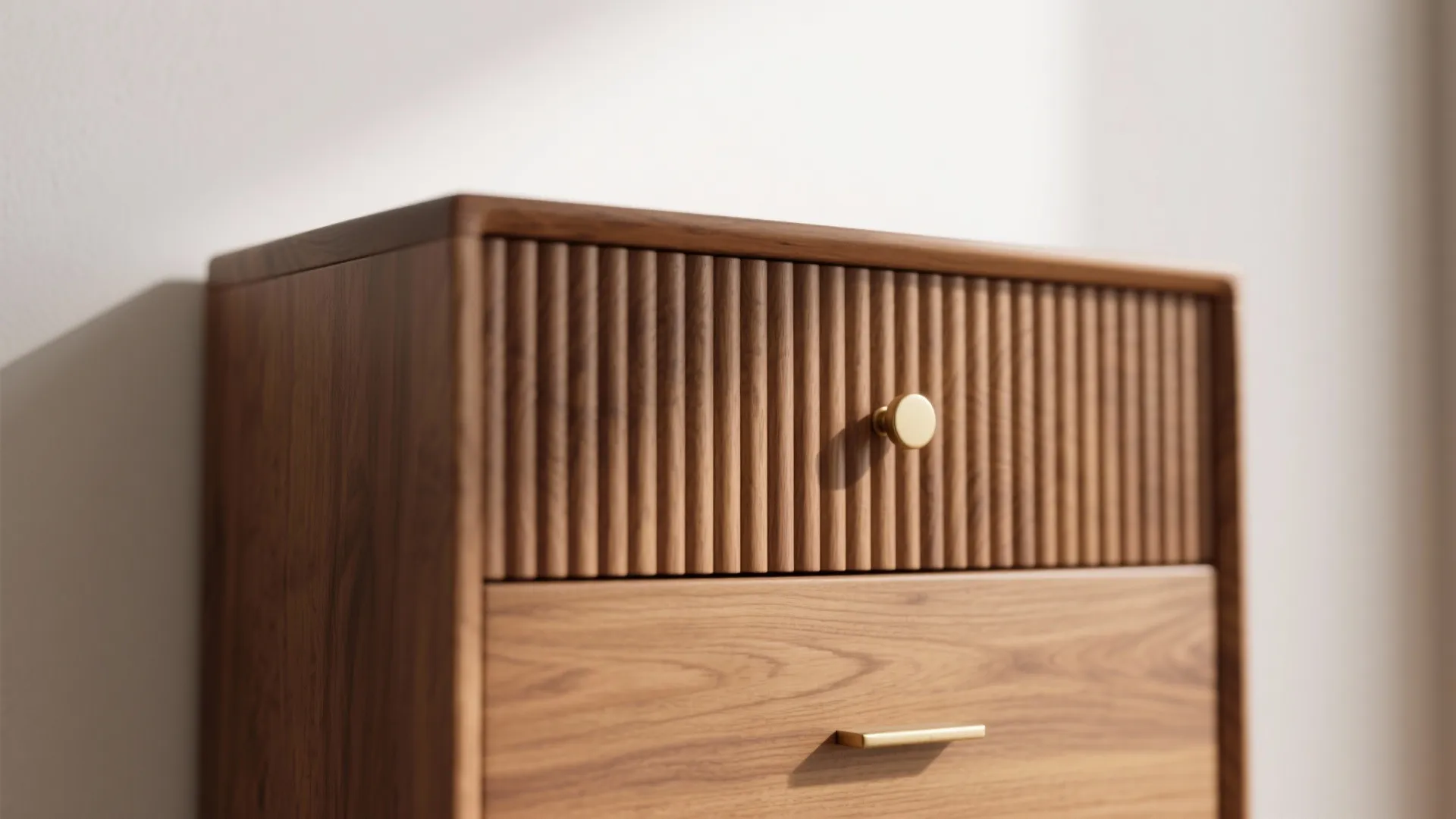 3) Fluted Wood Chest for Texture and Warmth