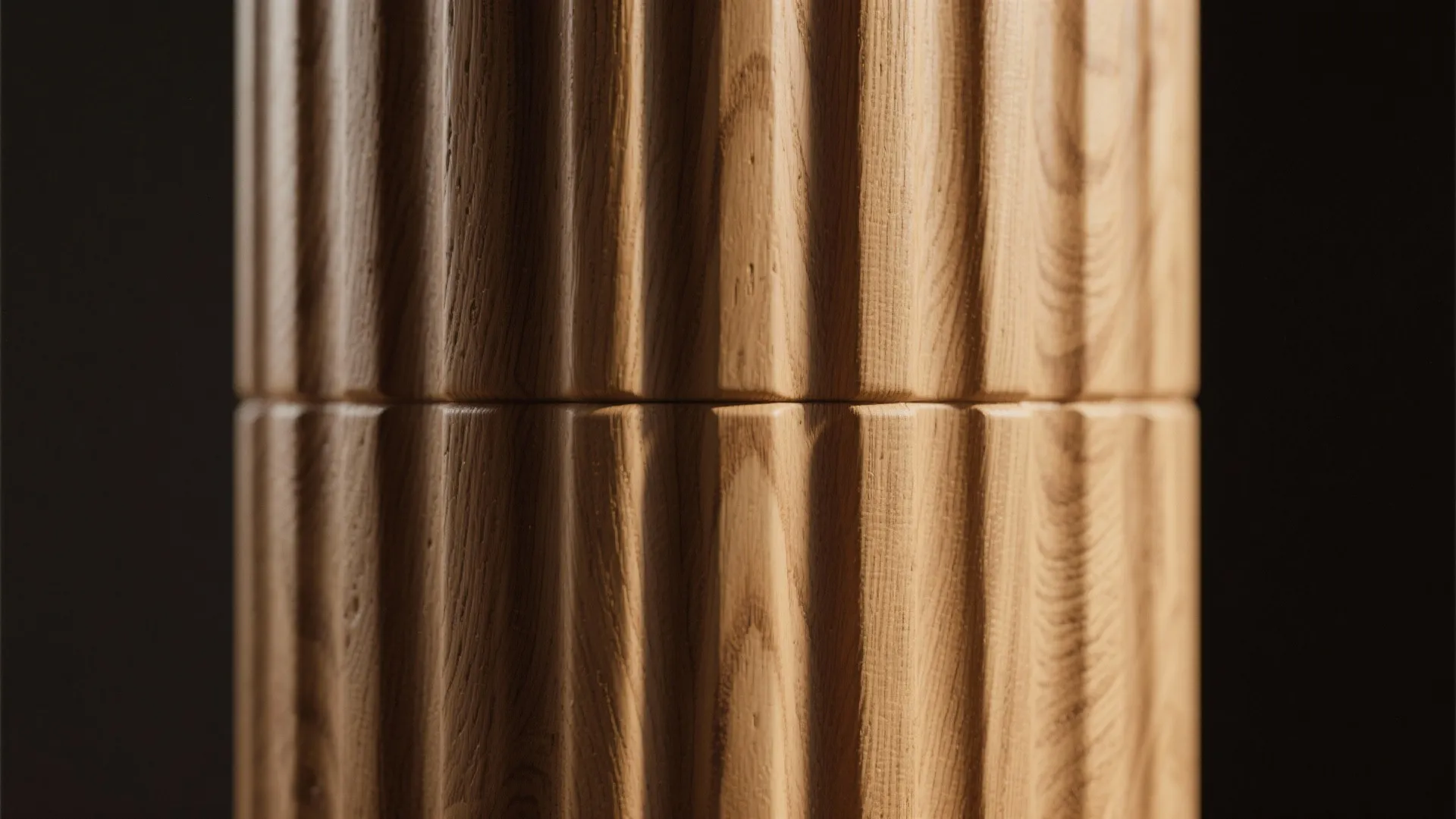 Minimalist Fluted Wood Pillar with Hidden Storage