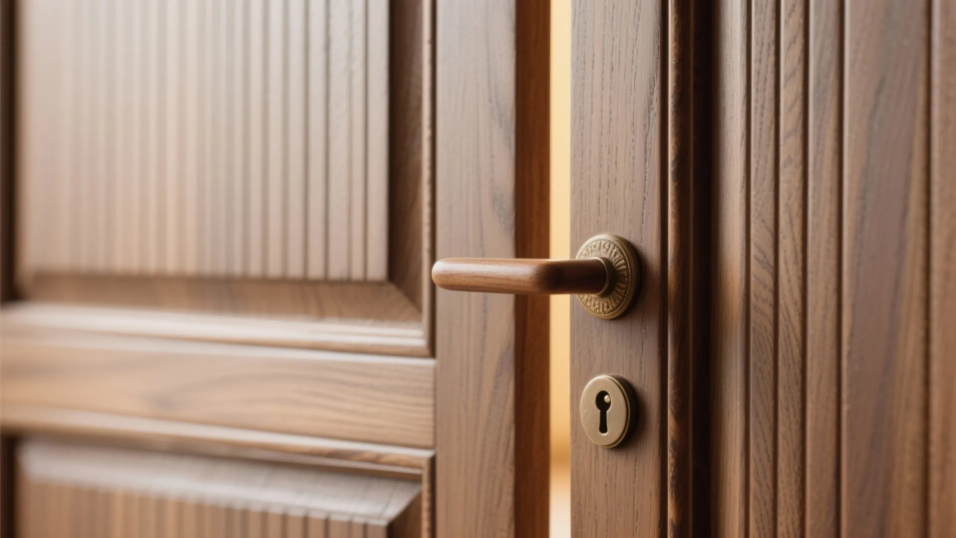 Pivot Hinge Doors in Fluted Wood