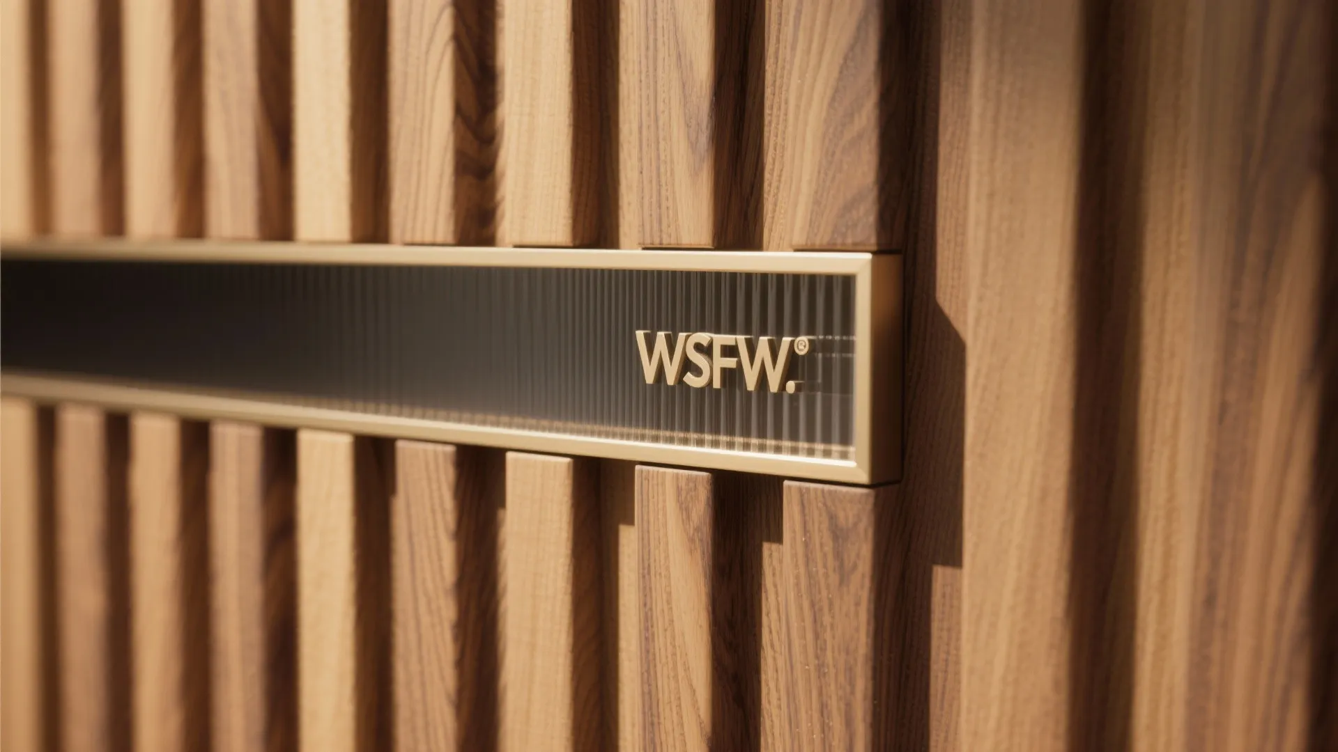 Fluted wood panels with integrated wall-wash and signage