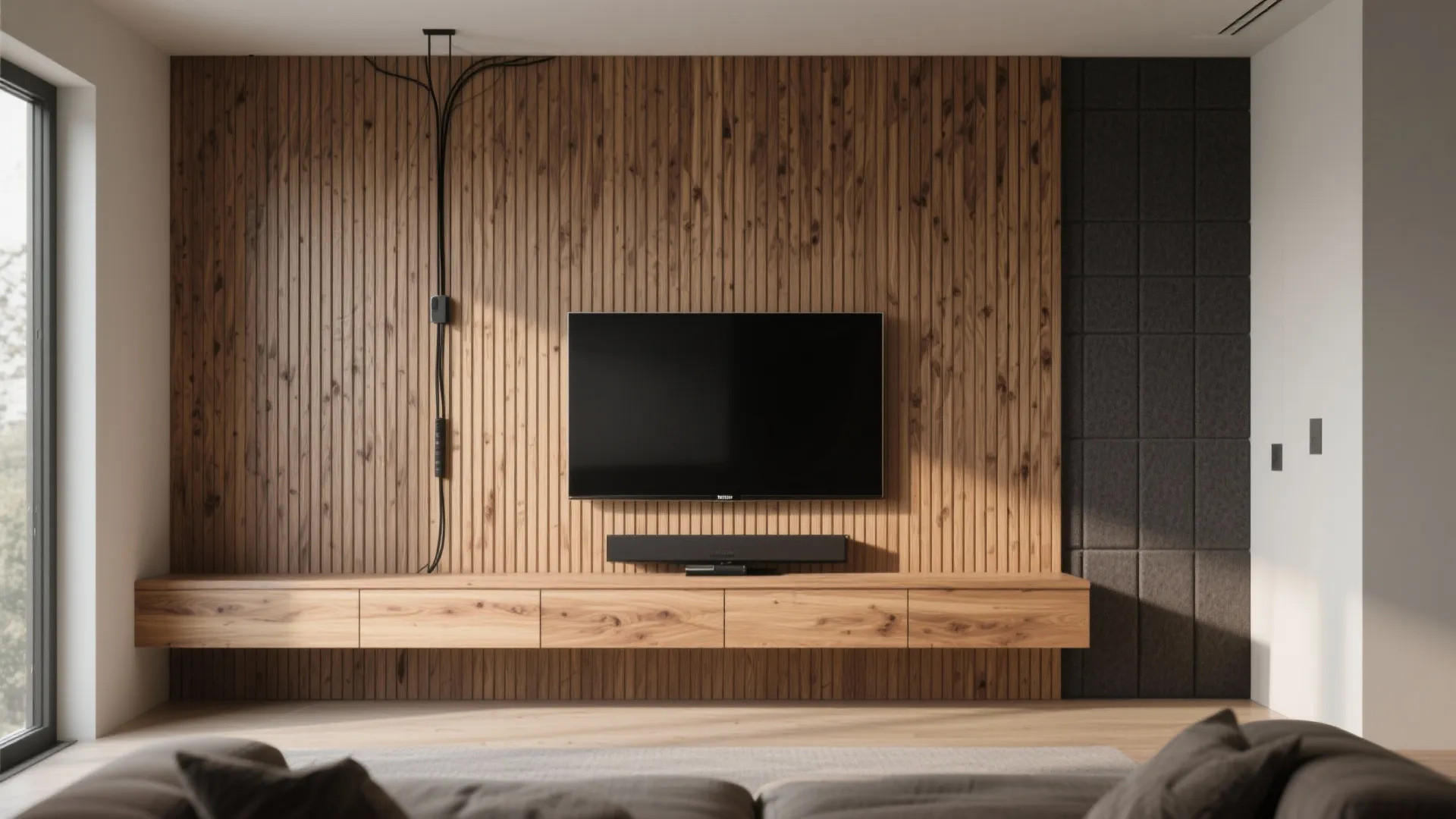 Fluted wood 3D slats for warm, modern texture