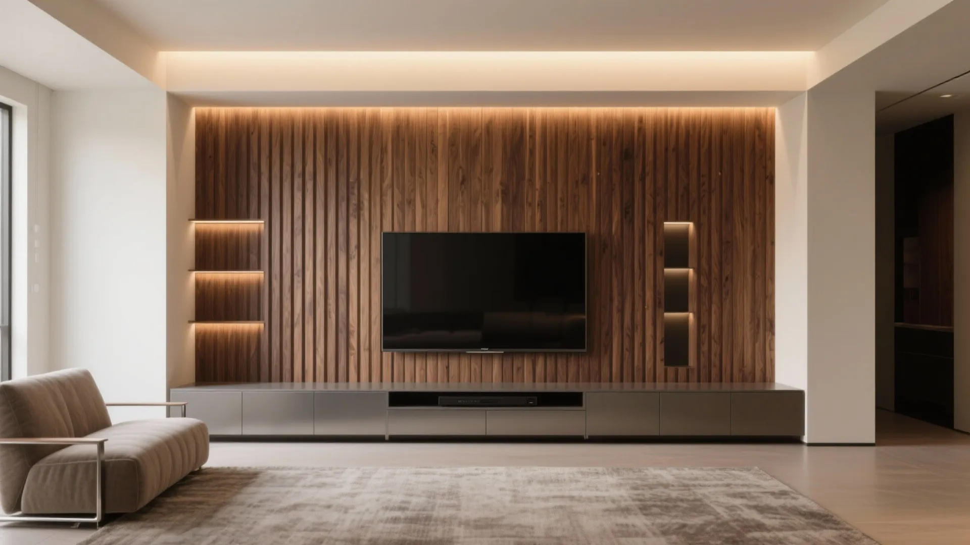 Fluted Wood Warmth and Rhythm