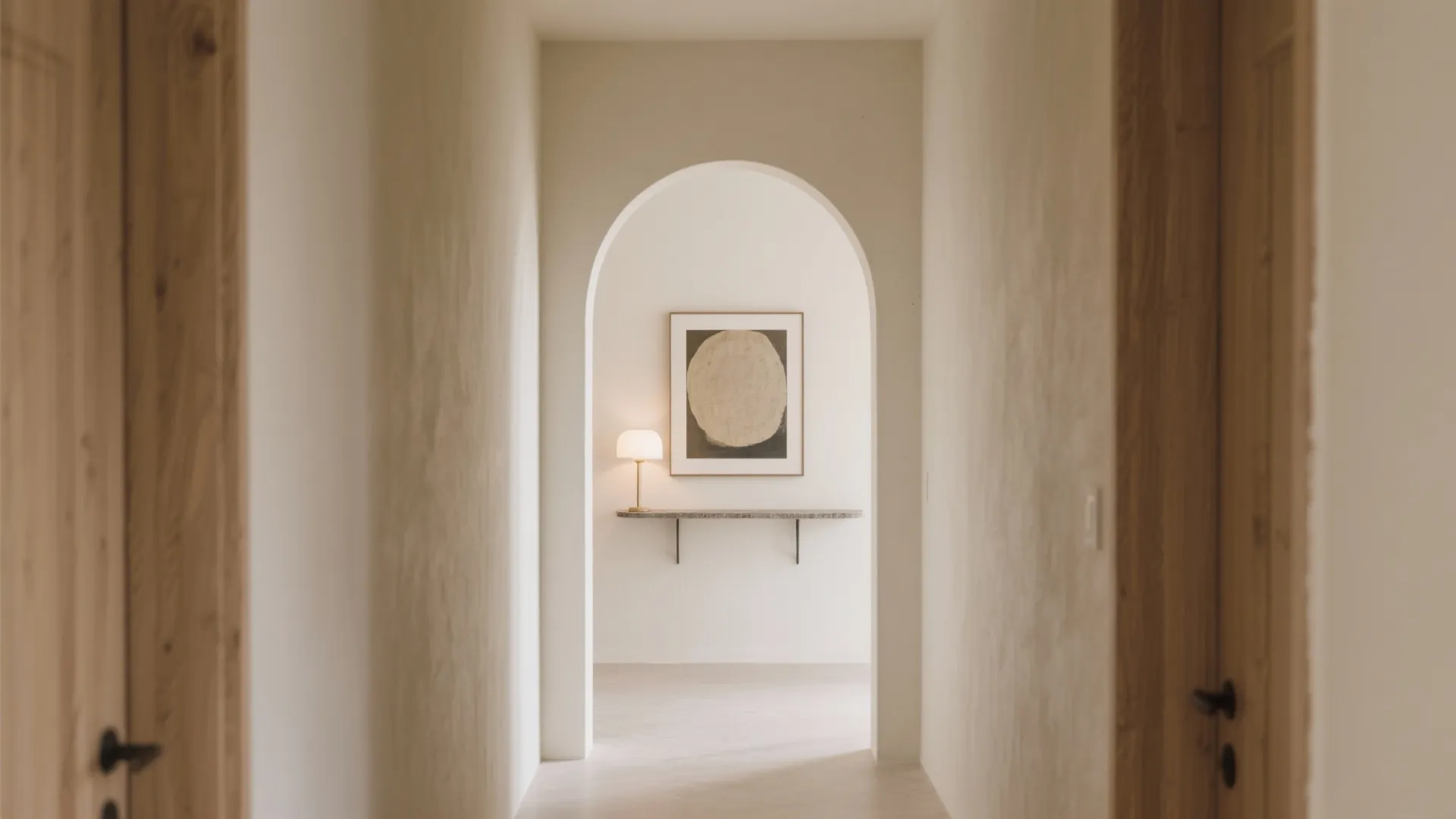 Create one focal moment: art, niche, or arch