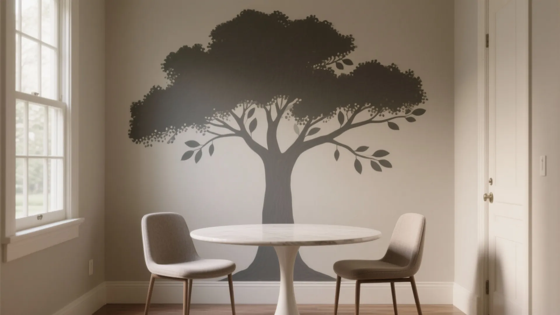 Large-Scale Tree Mural as a Focal Wall