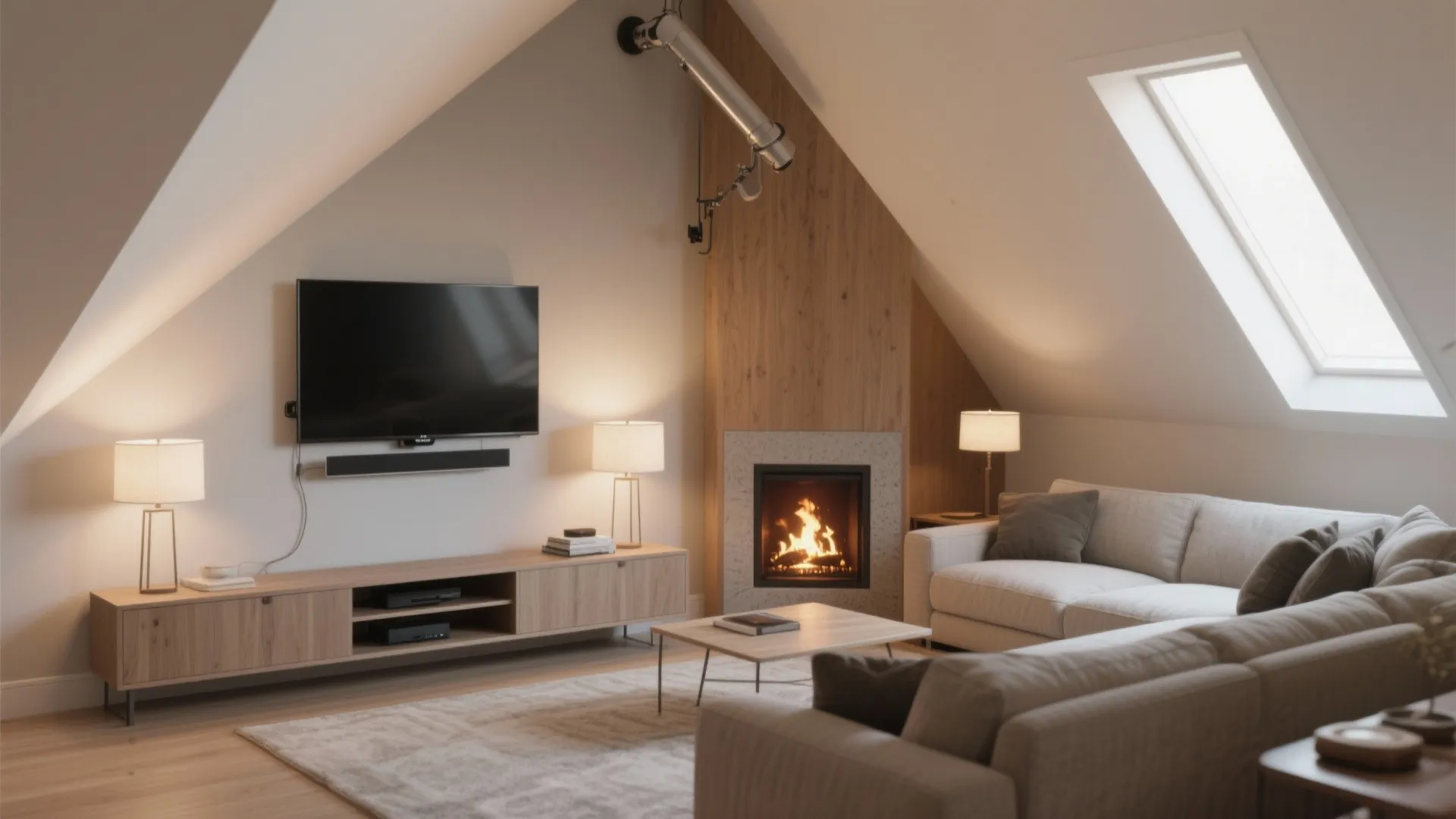 3. Create a focal triangle: fireplace, TV, and seating