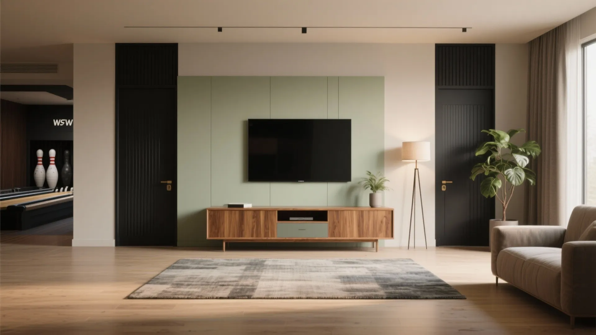 2) Direct the eye with a focal wall and a strong visual axis