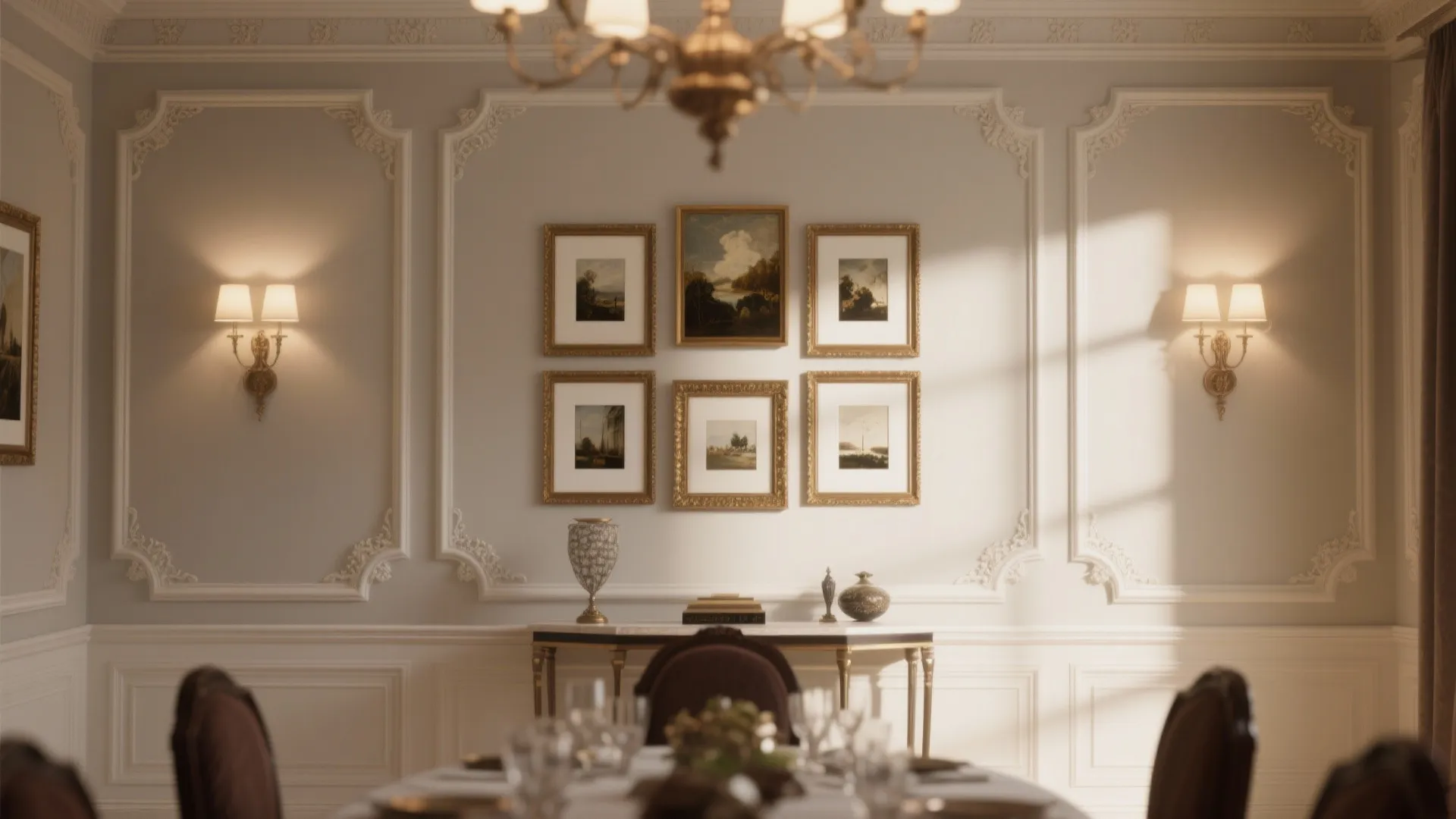 Create a curated focal wall with art or moulding