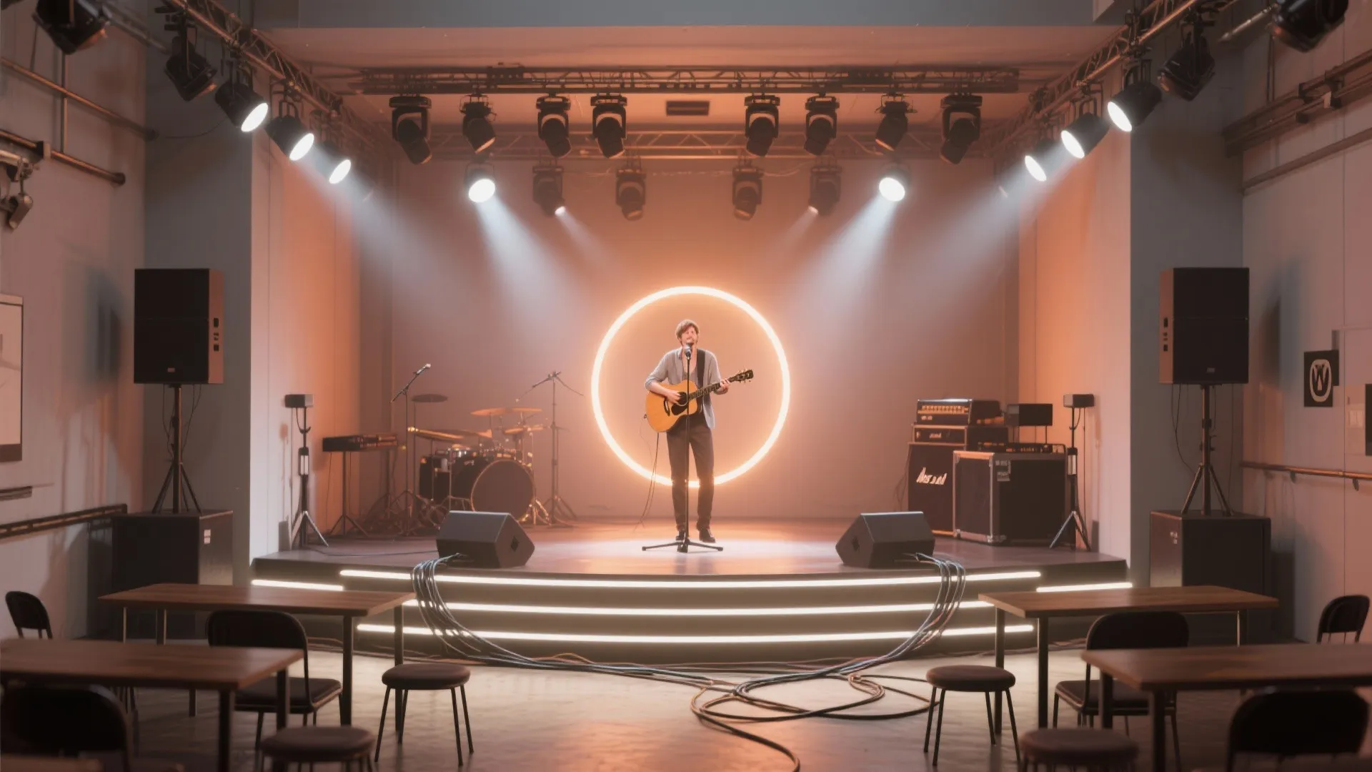 3. Focused Accent Lighting for Small Stages