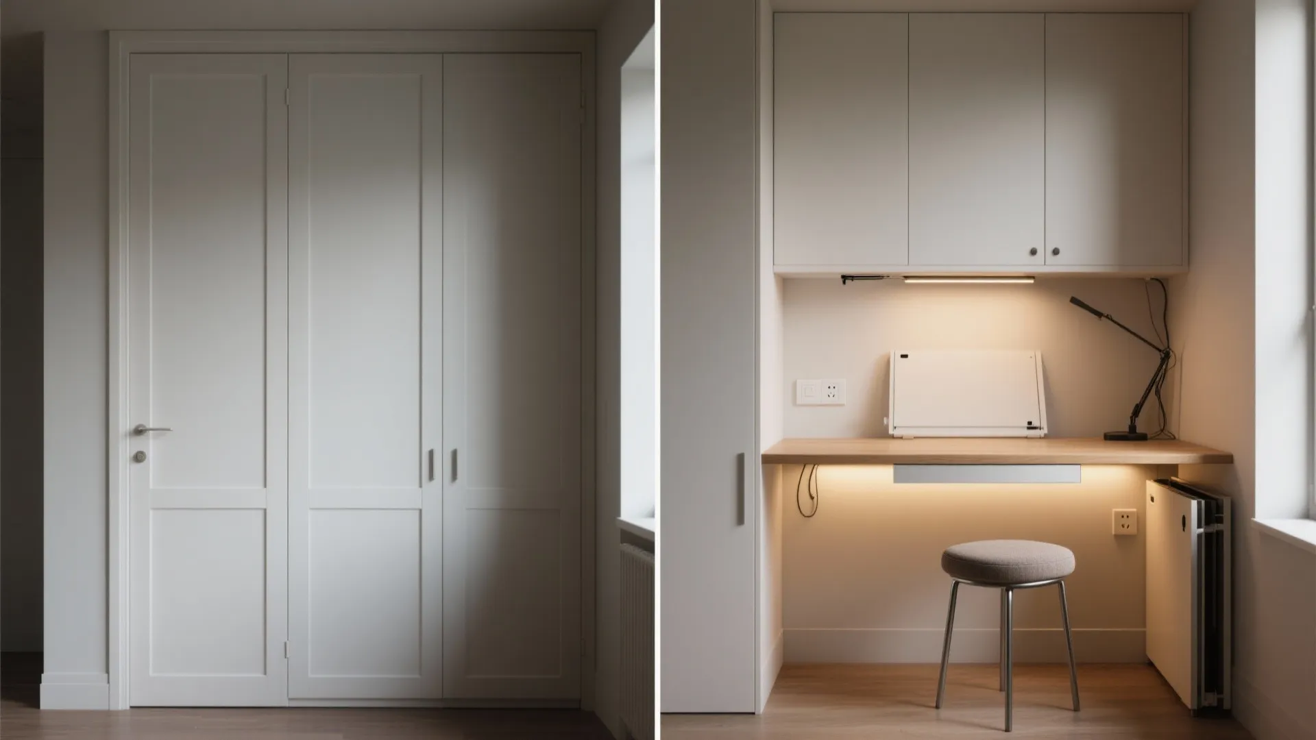 2. Fold-away desks and hidden seating