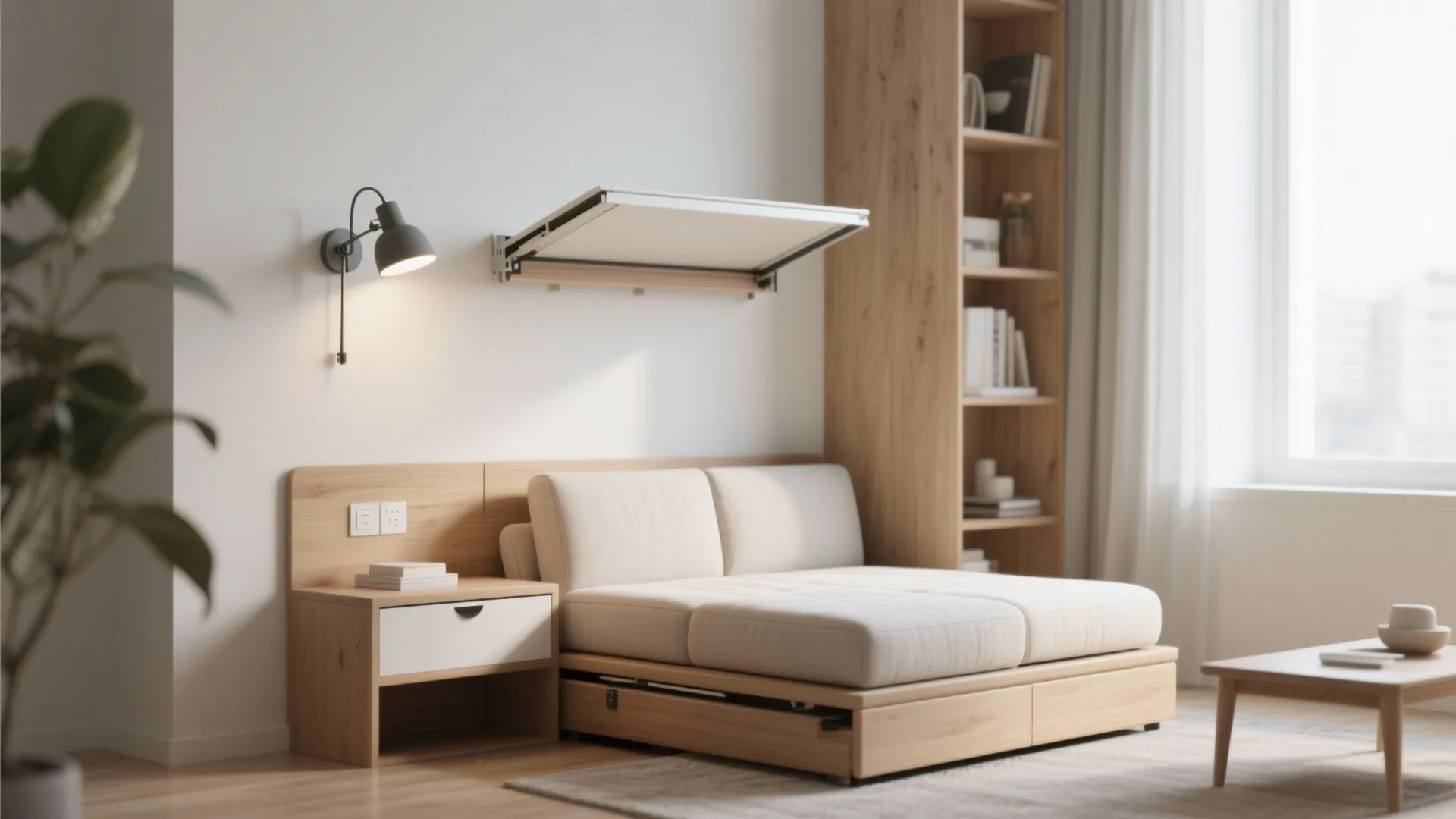 2. Fold-away wall lamps for compact living rooms