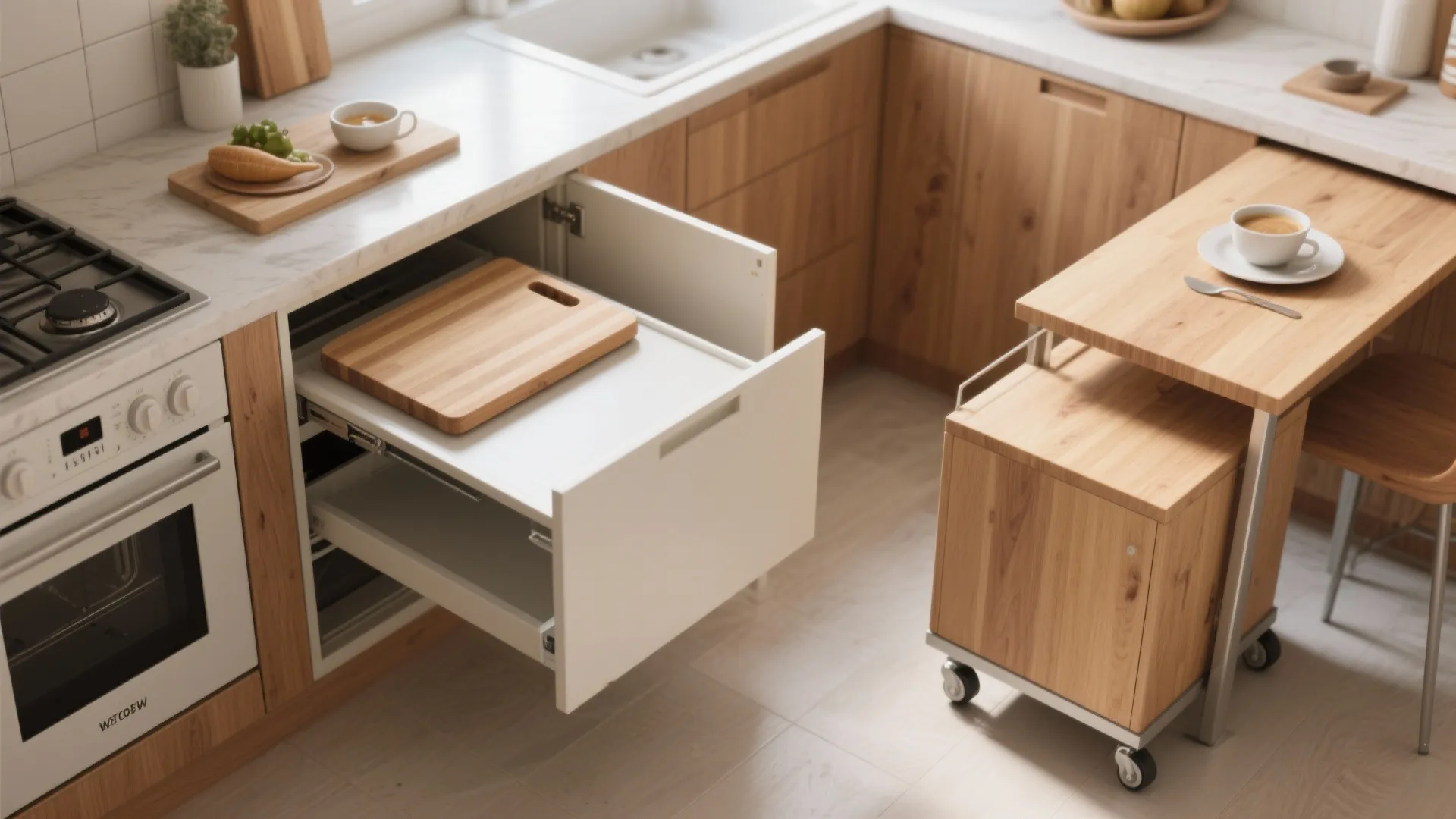 5. Fold-away surfaces and slide-out solutions