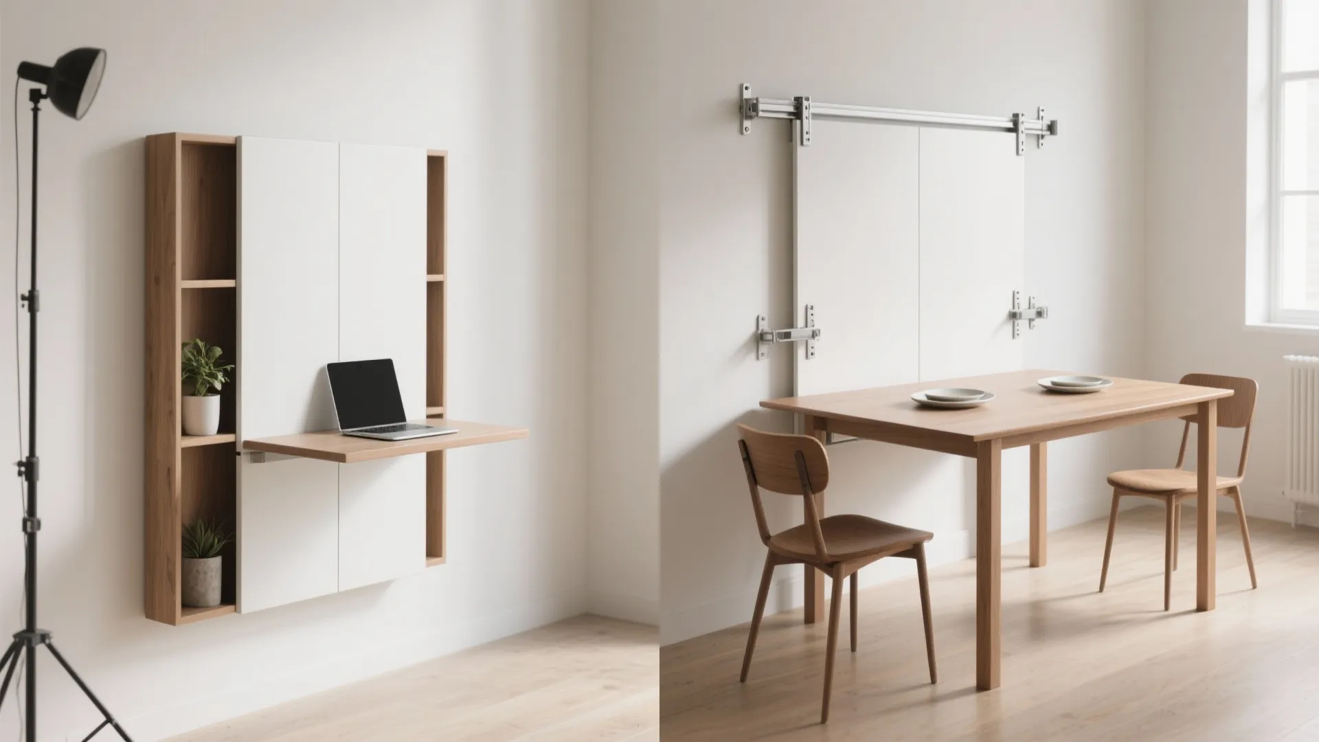 3. Fold-away wall table for ultra-tight spots