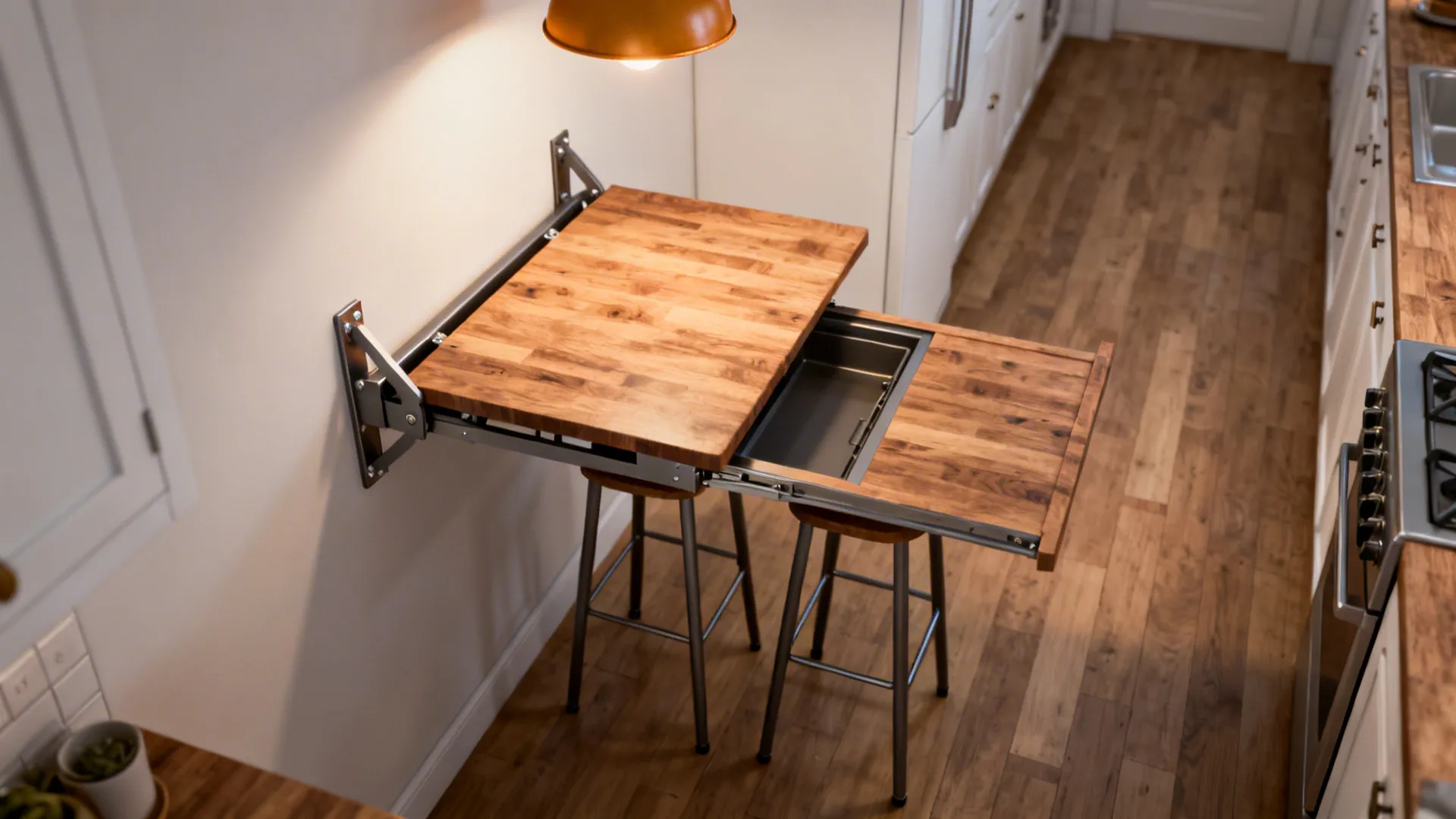 1. Fold-away dining surfaces