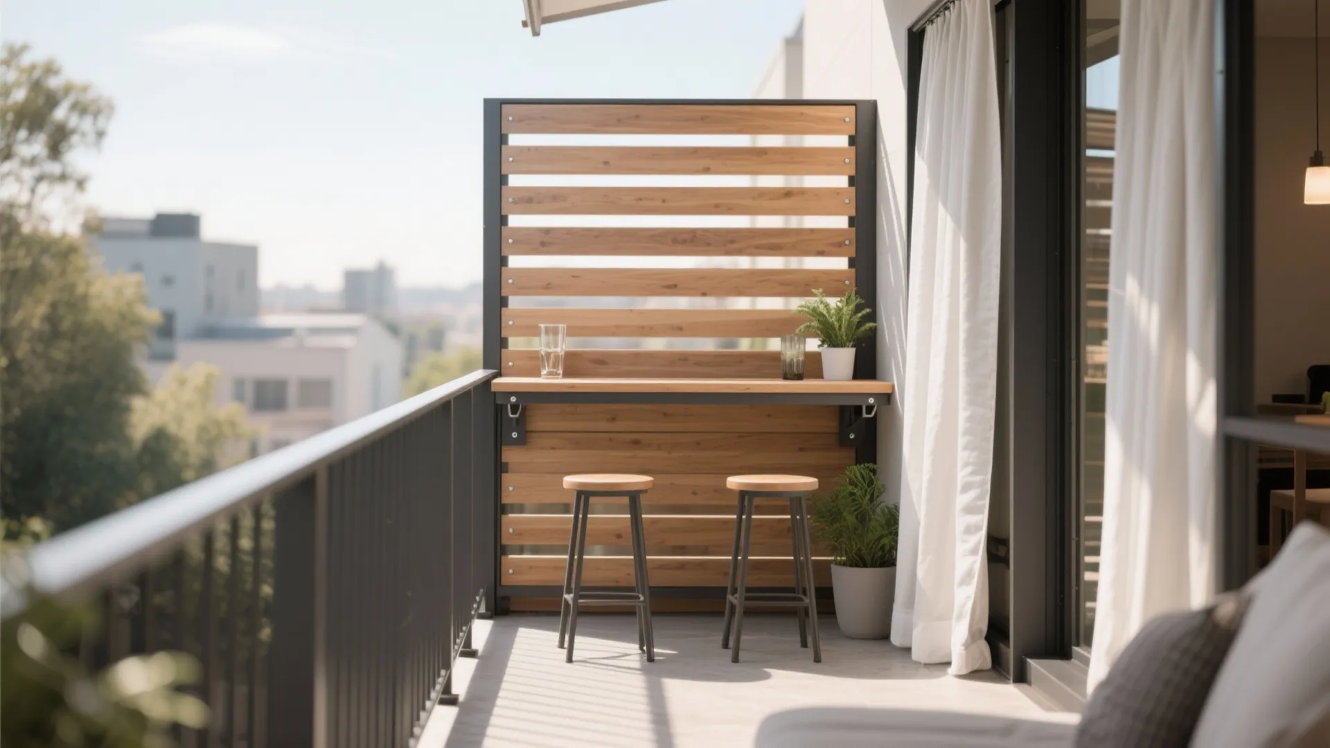 Fold-out bar + privacy screens, without the bulk
