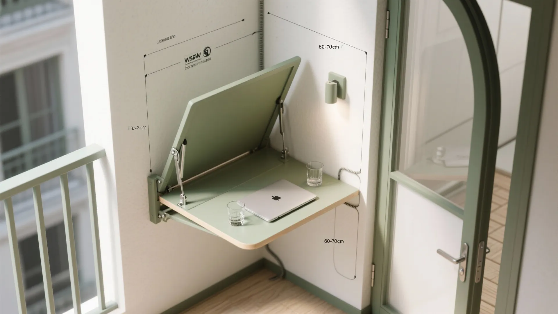 Fold-Down Corner Bar/Desk for Work and Wine