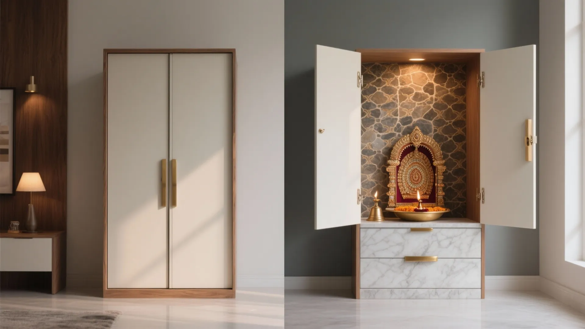 Foldable Shrine Cabinet That Closes Flush