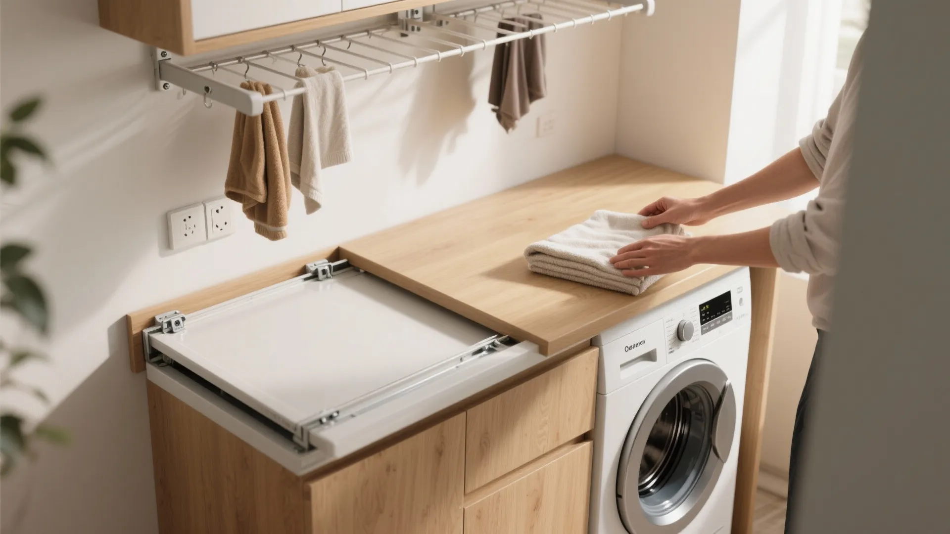 2. Fold-Down Counters and Wall-Mounted Drying Racks