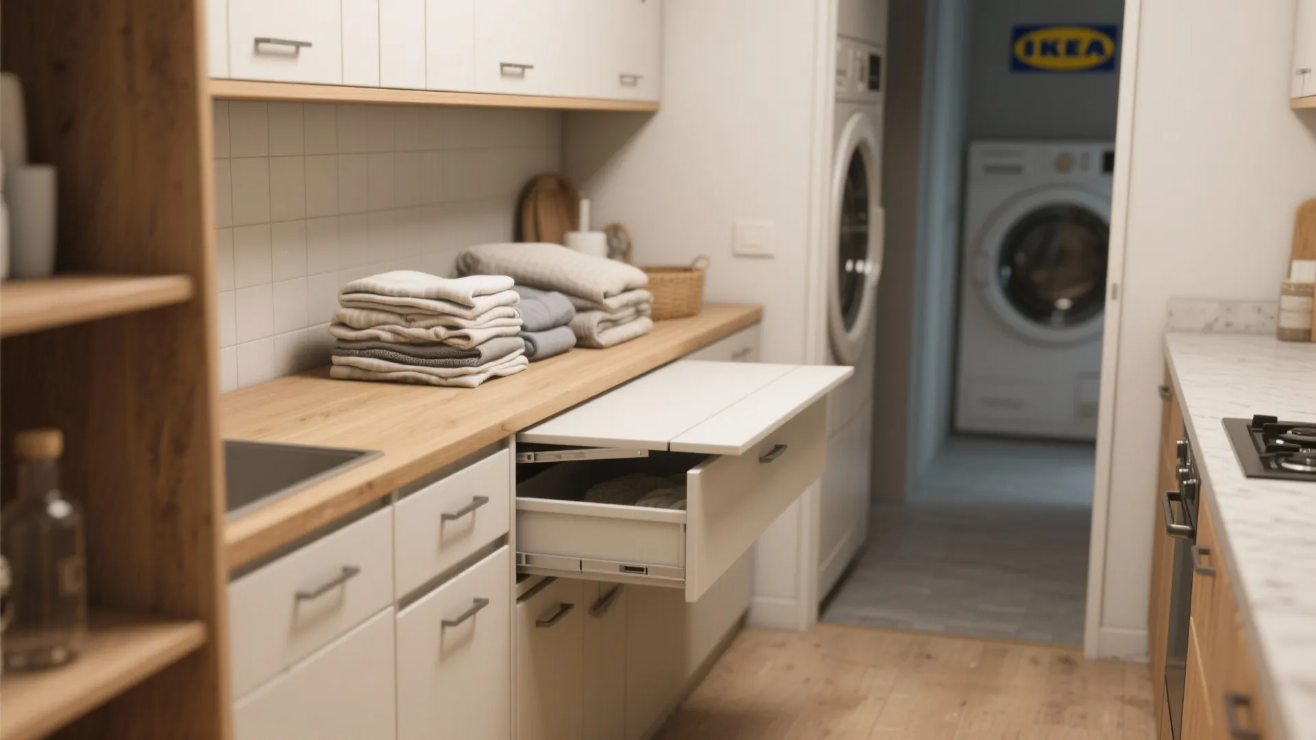 3. Combine cabinetry and a folding station with smart planning