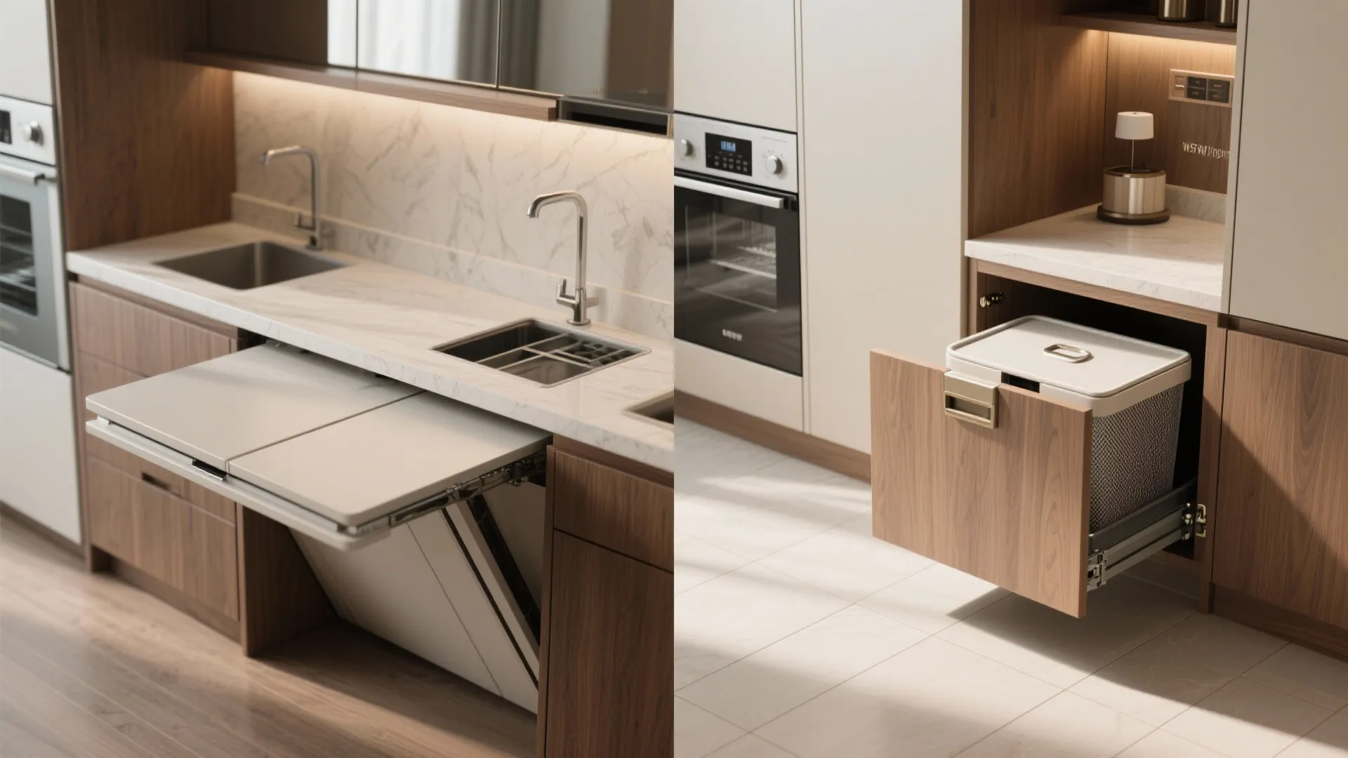 5. Fold-Down Counters and Hidden Hampers