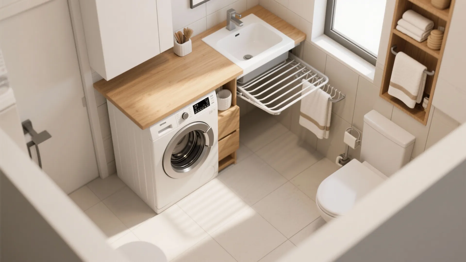 3. Combine laundry with storage and folding surfaces