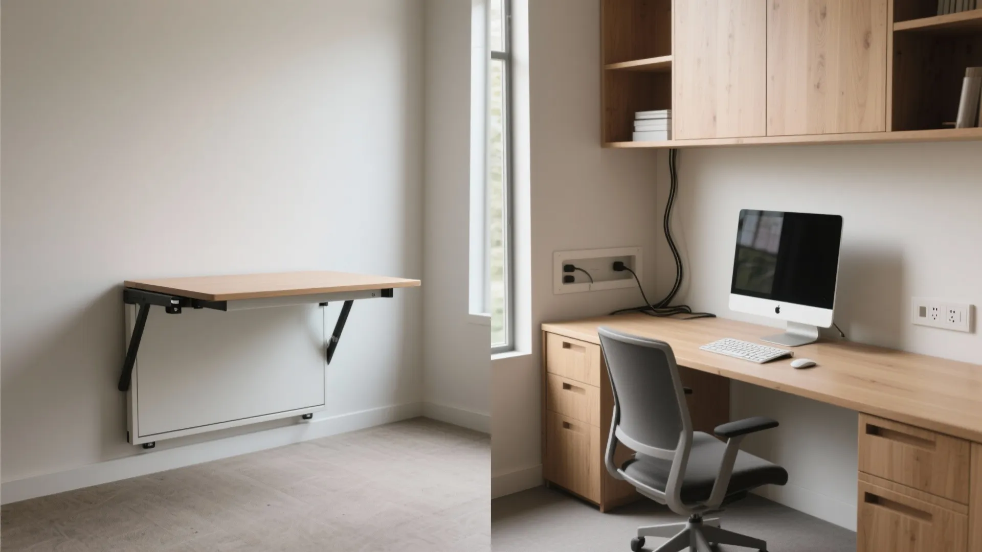 2. Fold-down desk and hidden storage