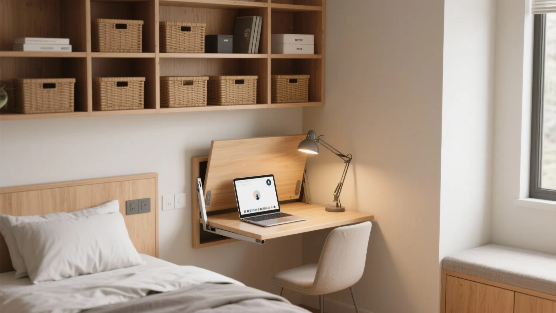2. Foldaway Desk with Vertical Storage