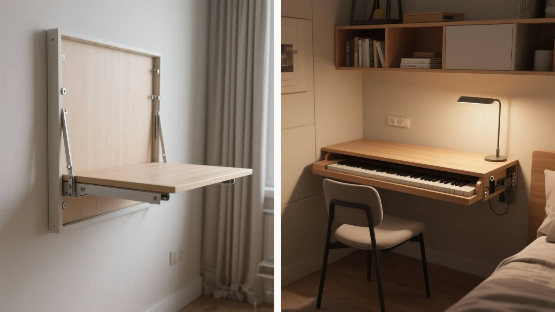2. Fold-Down Desk for Multi-Use Rooms