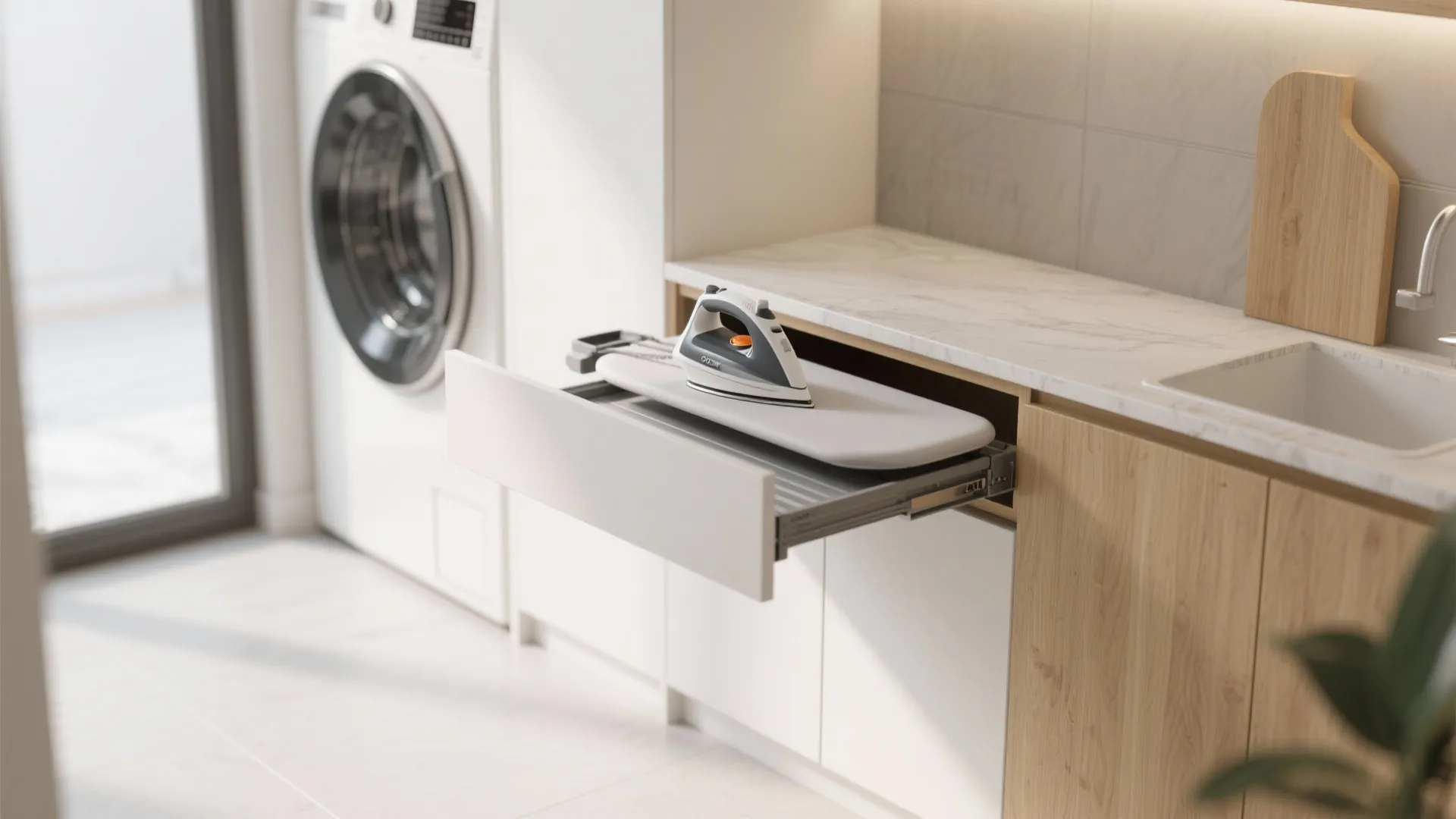 2. Fold-down counters and hidden ironing