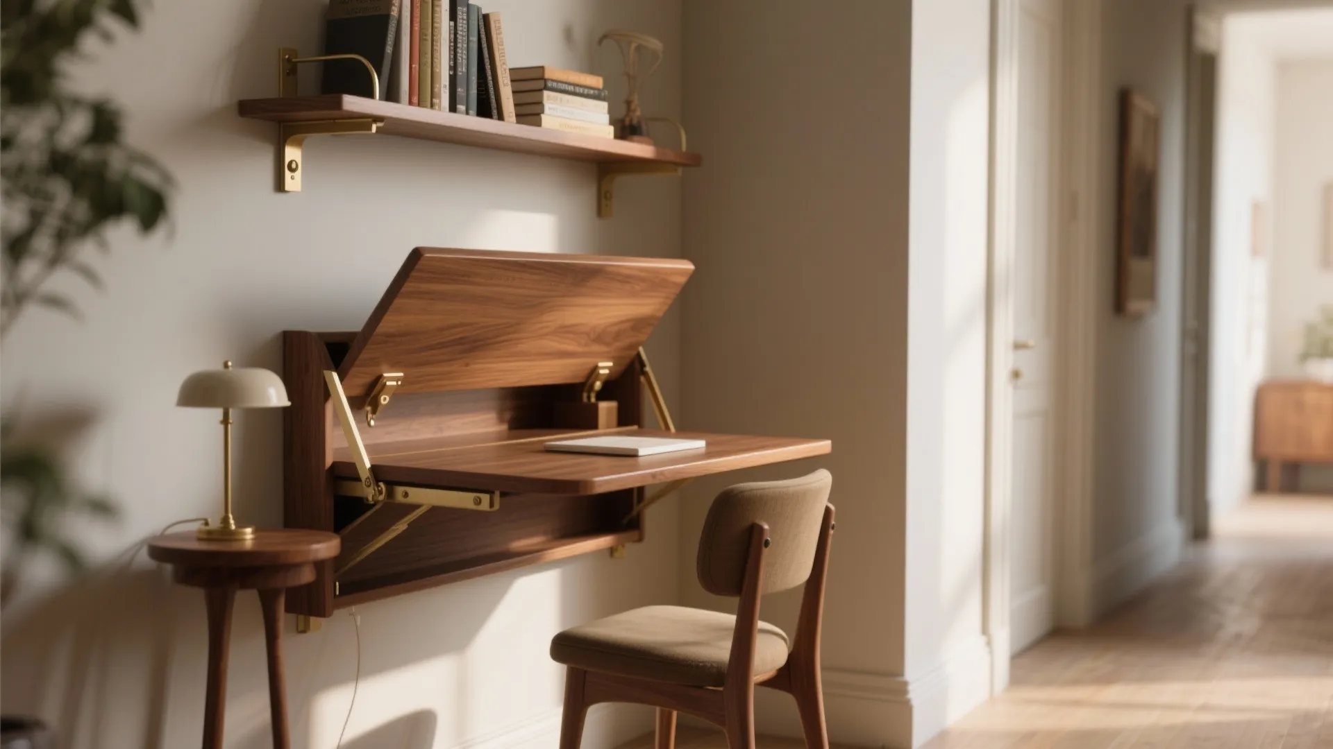 1. Wall-Mounted Fold-Down Desk