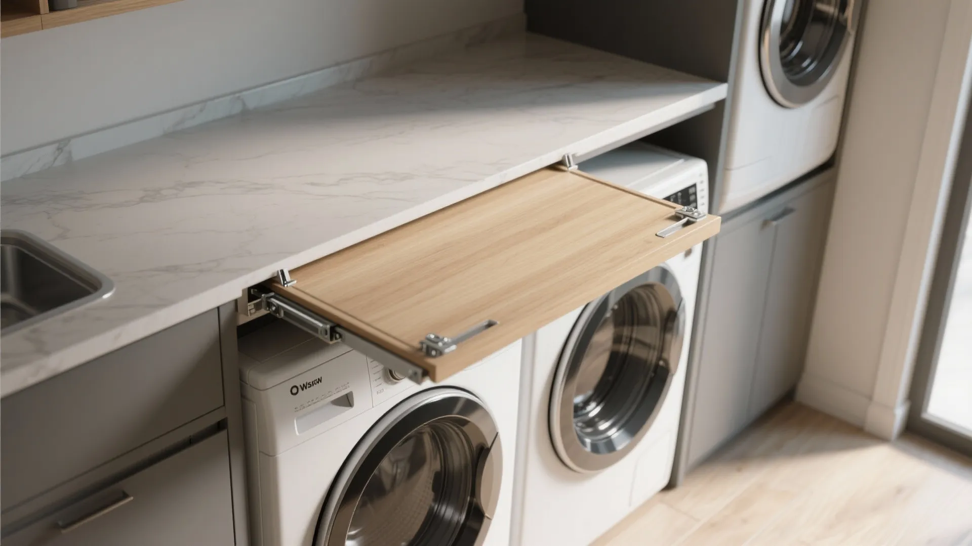 3. Fold-down counter over stack