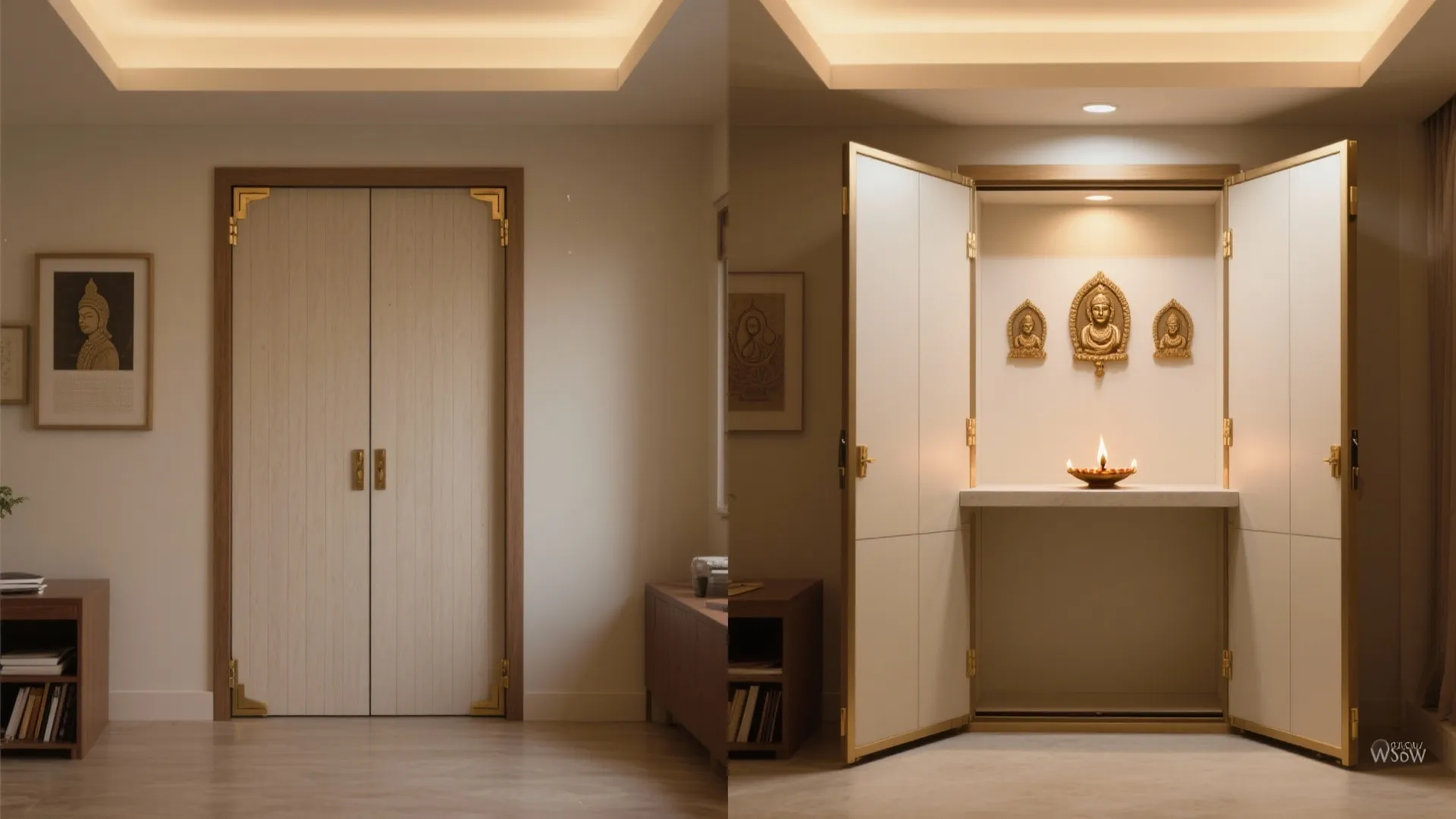 Idea 3: A fold-down altar that doubles as a study wall